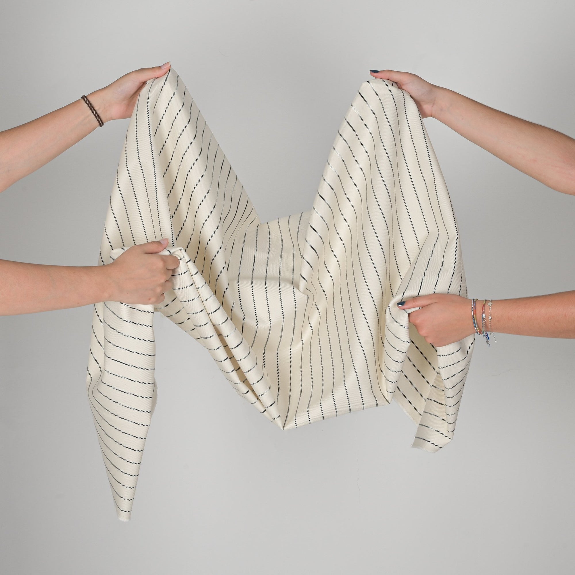 Cream Pinstriped Suiting Fabric 2762