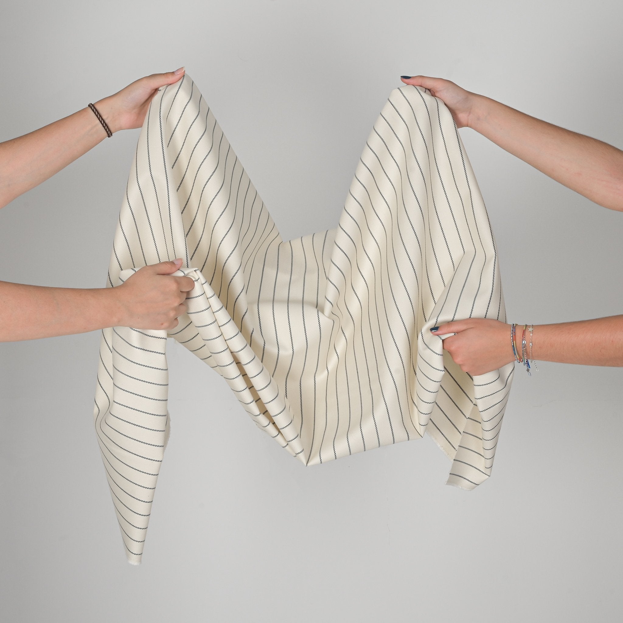 Cream Pinstriped Suiting Fabric 2762