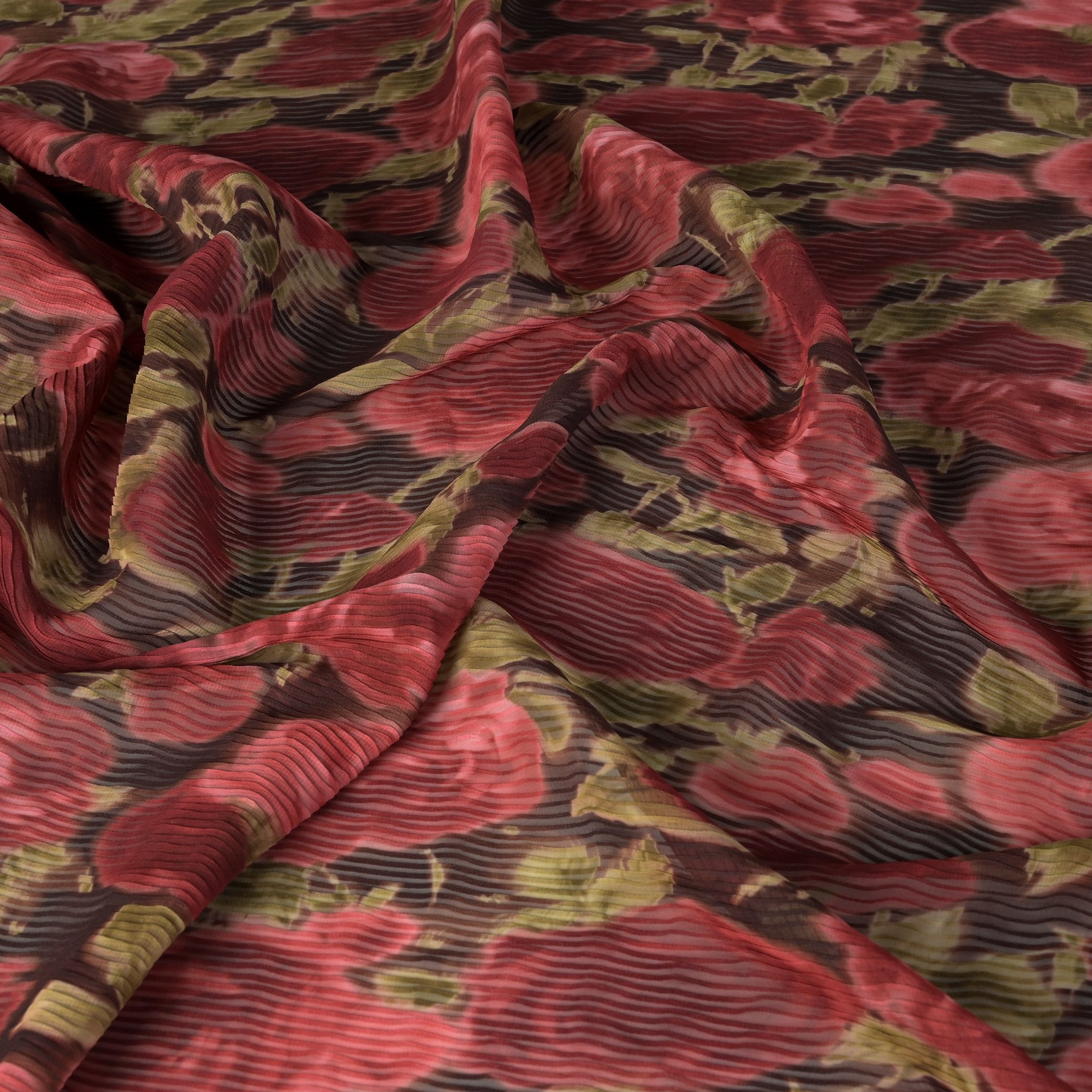 Floral Pleated Chiffon Fabric 96682