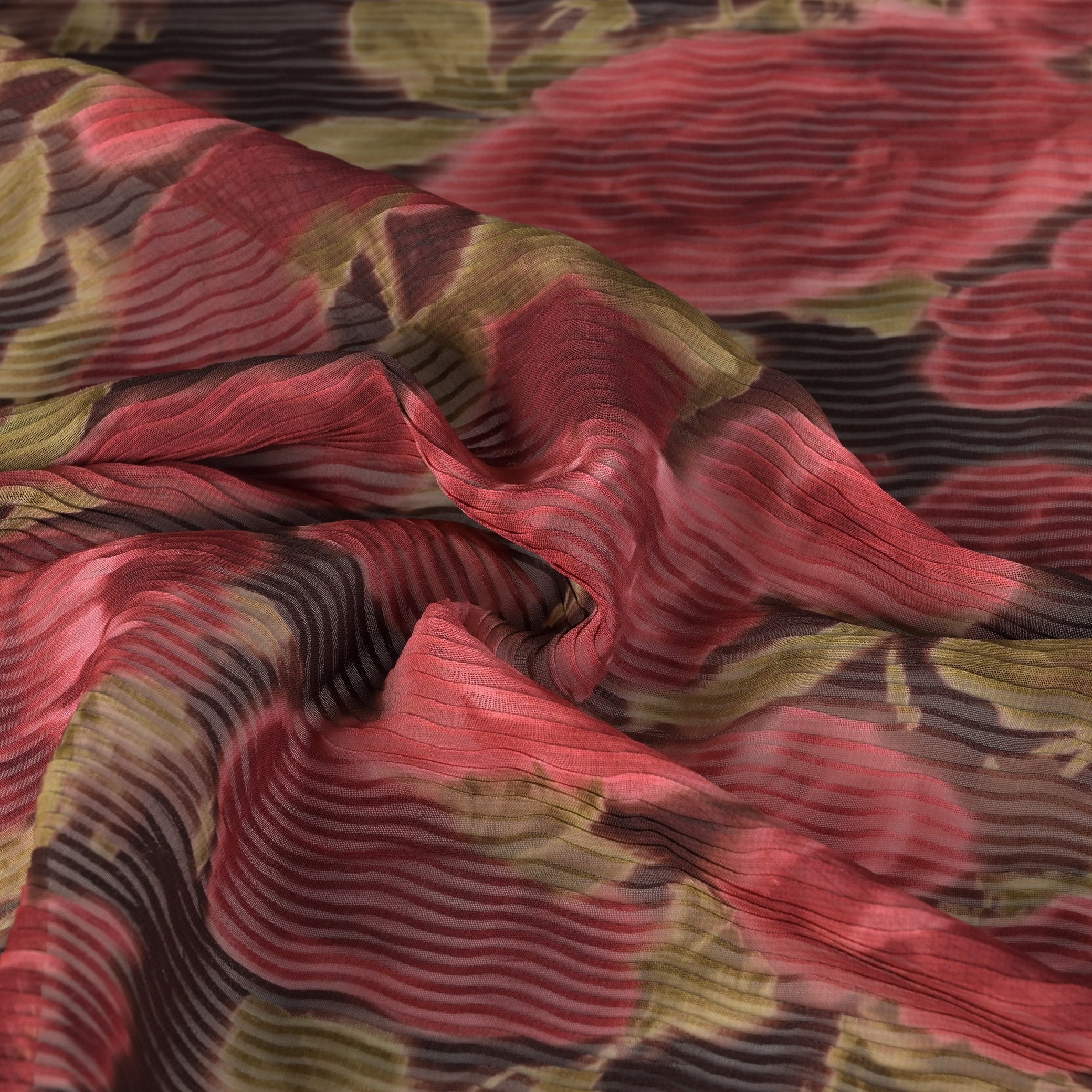 Floral Pleated Chiffon Fabric 96682