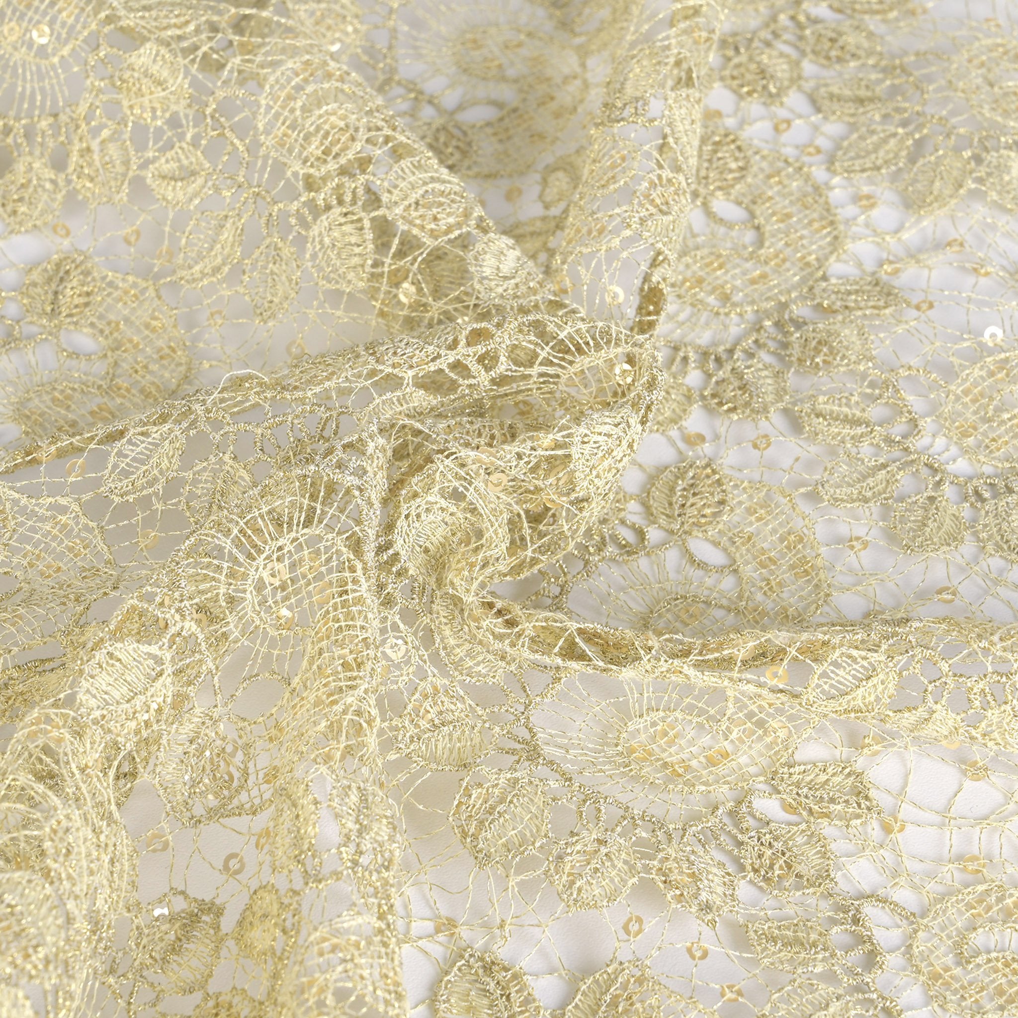 Gold Floral Lace Fabric 95325