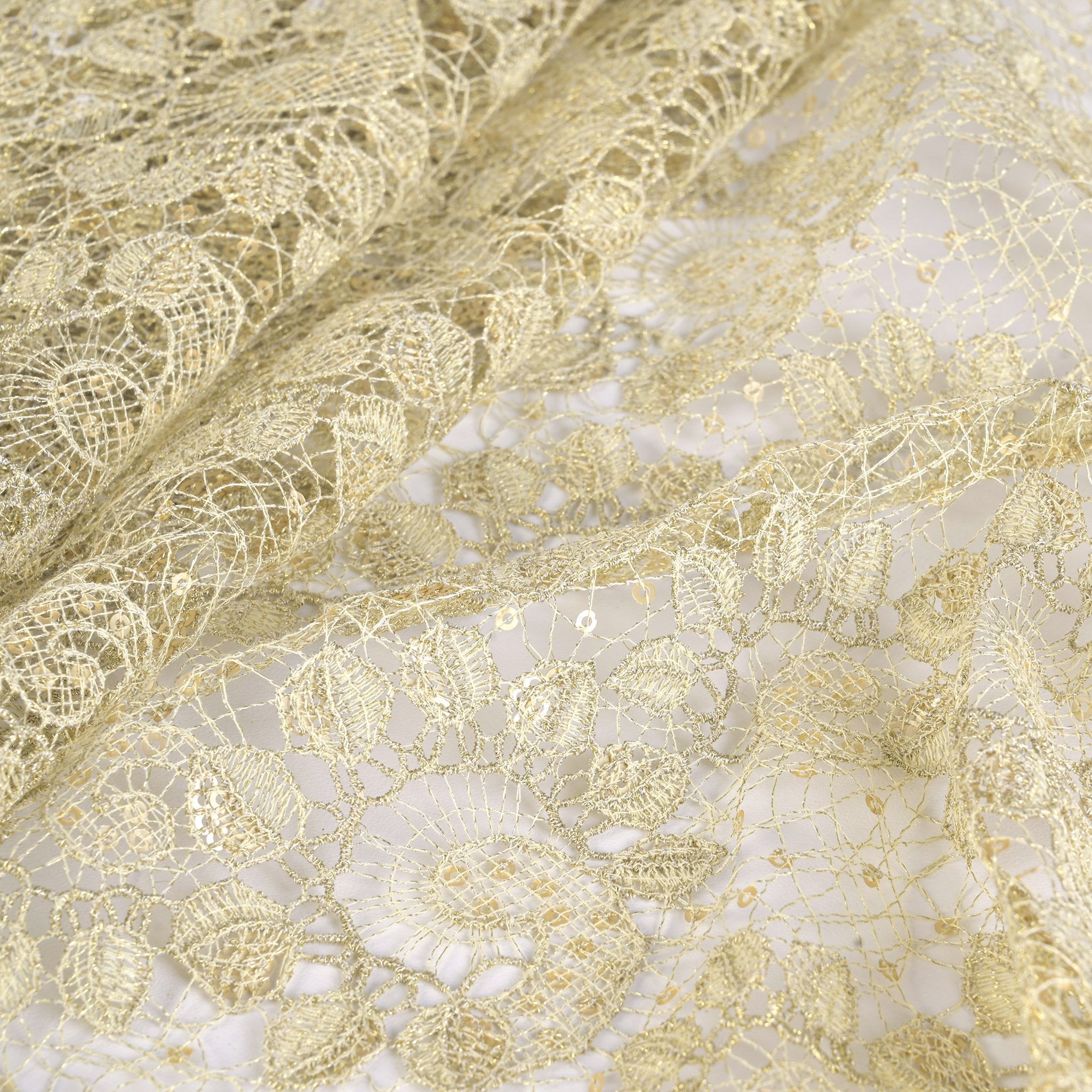 Gold Floral Lace Fabric 95325