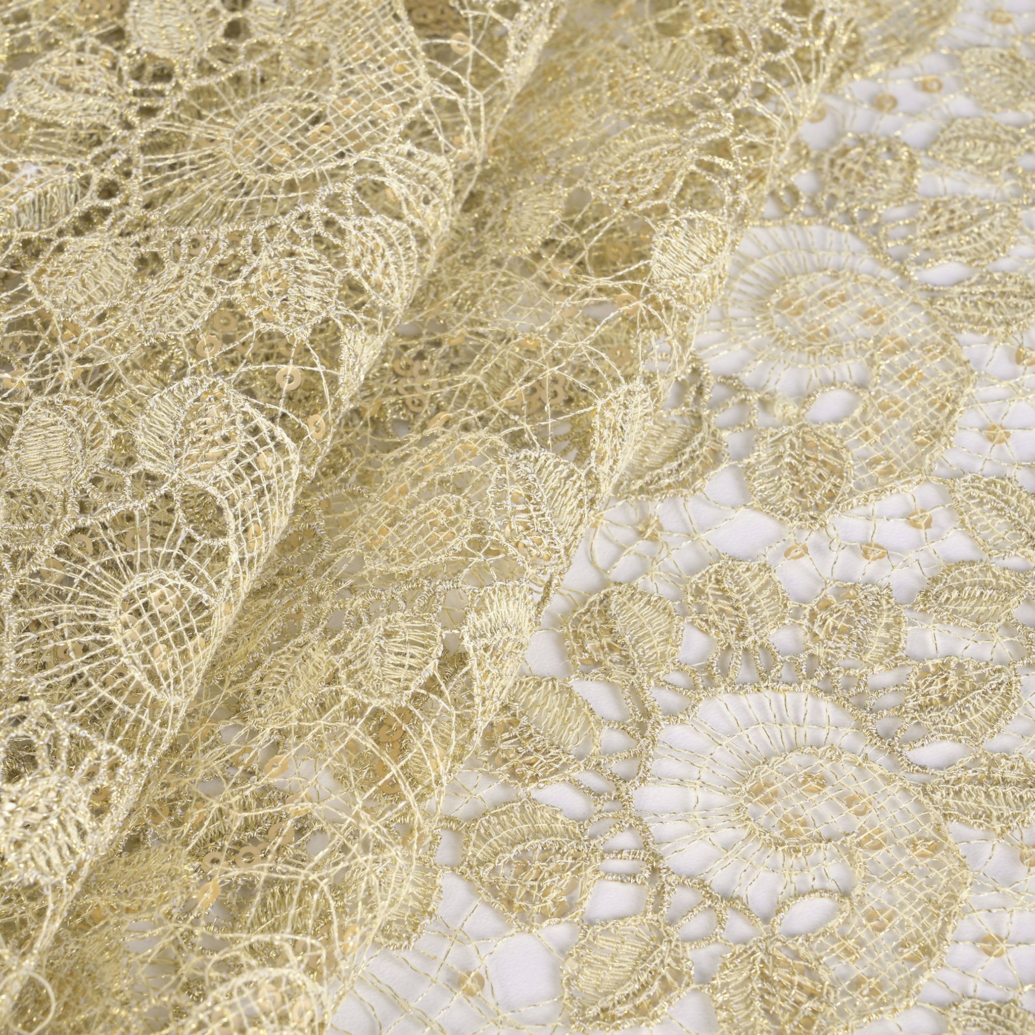 Gold Floral Lace Fabric 95325