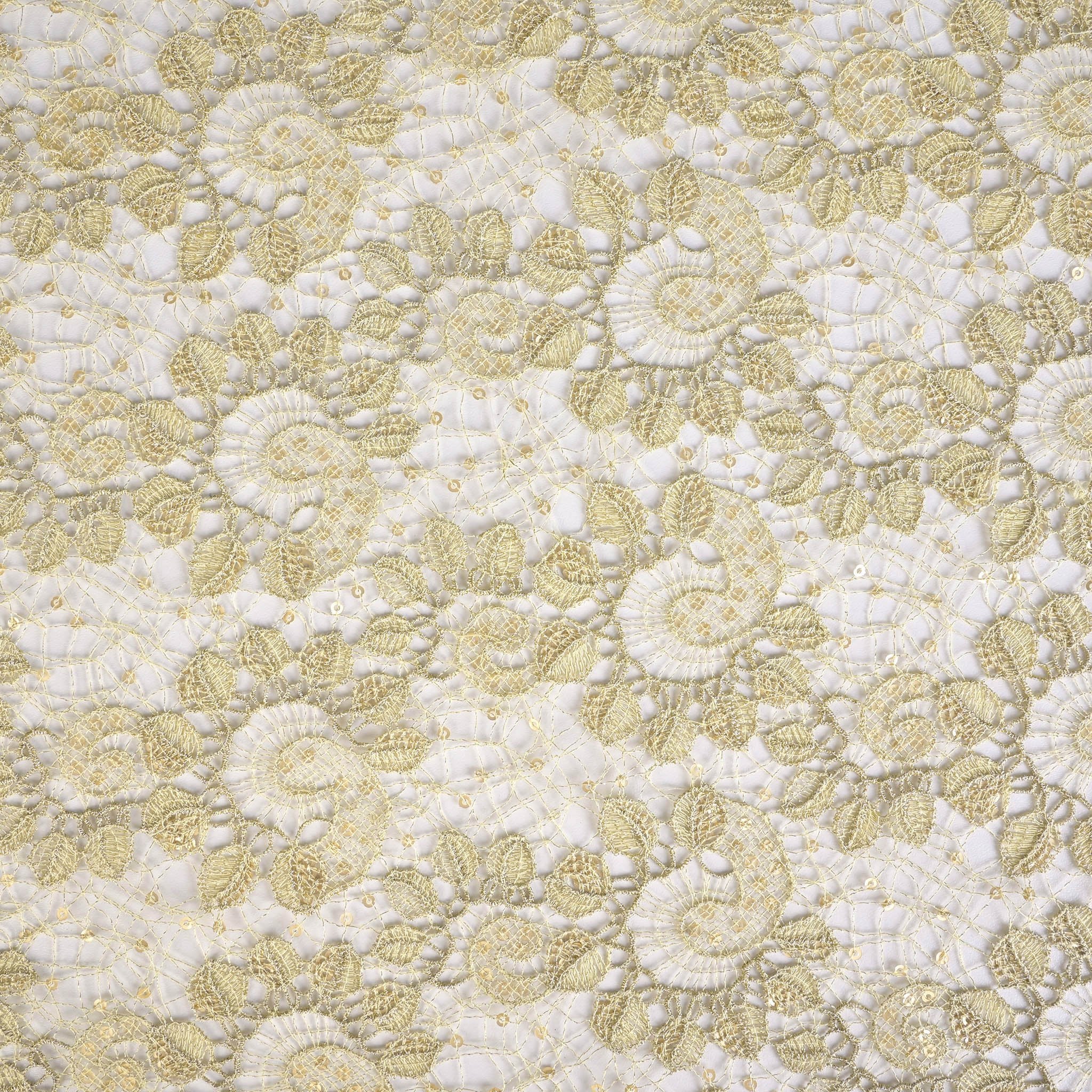 Gold Floral Lace Fabric 95325