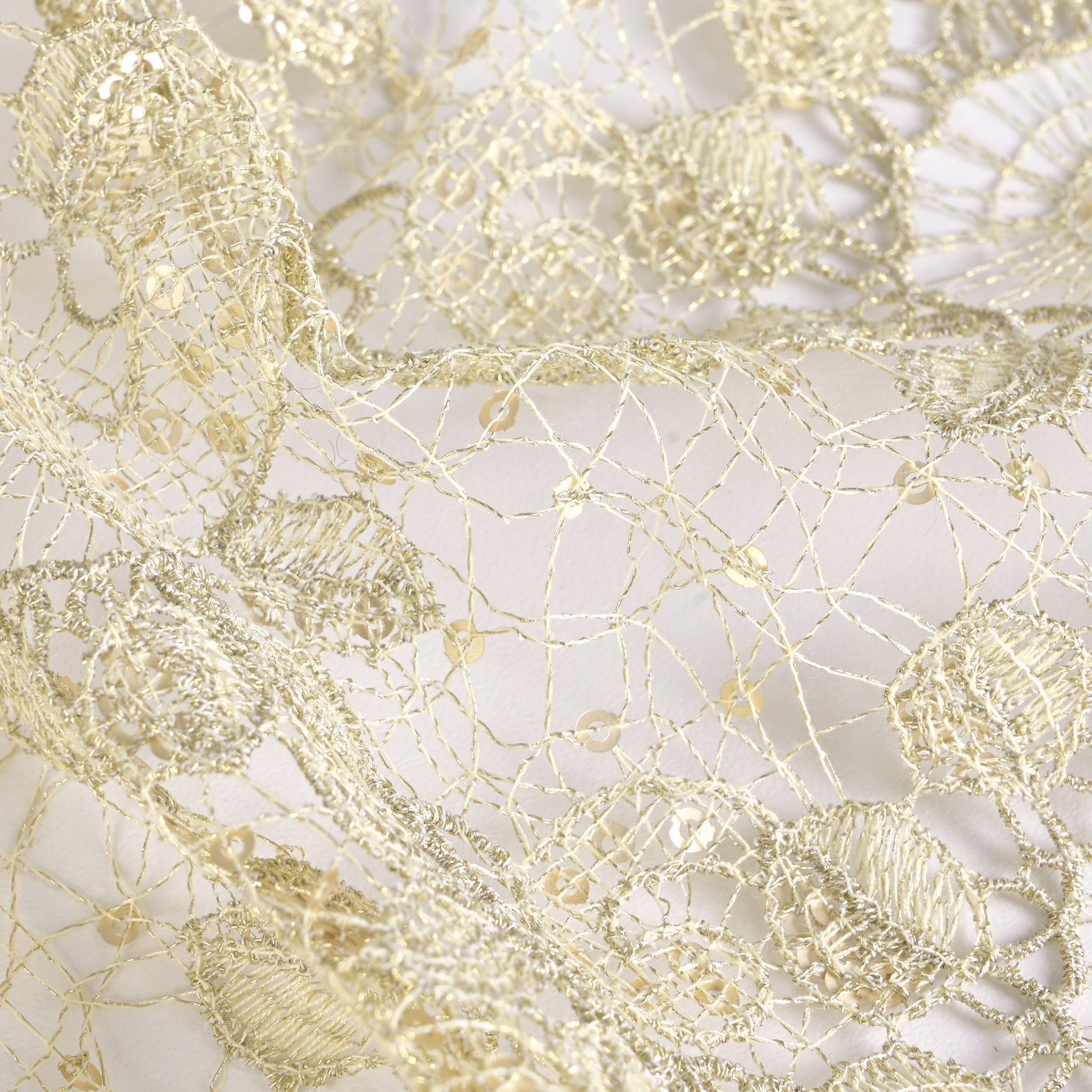 Gold Floral Lace Fabric 95325