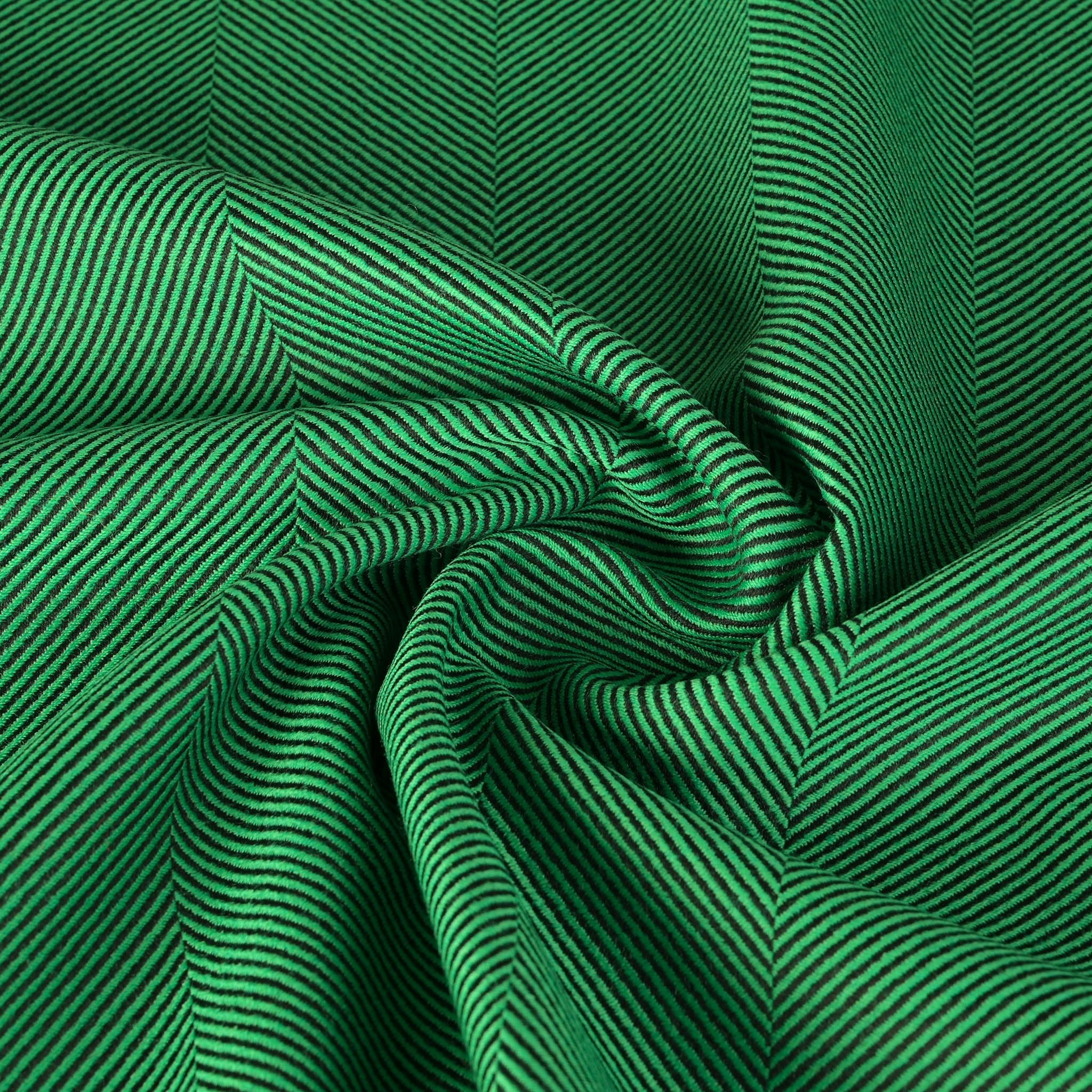 Green Herringbone Suiting Fabric 3812