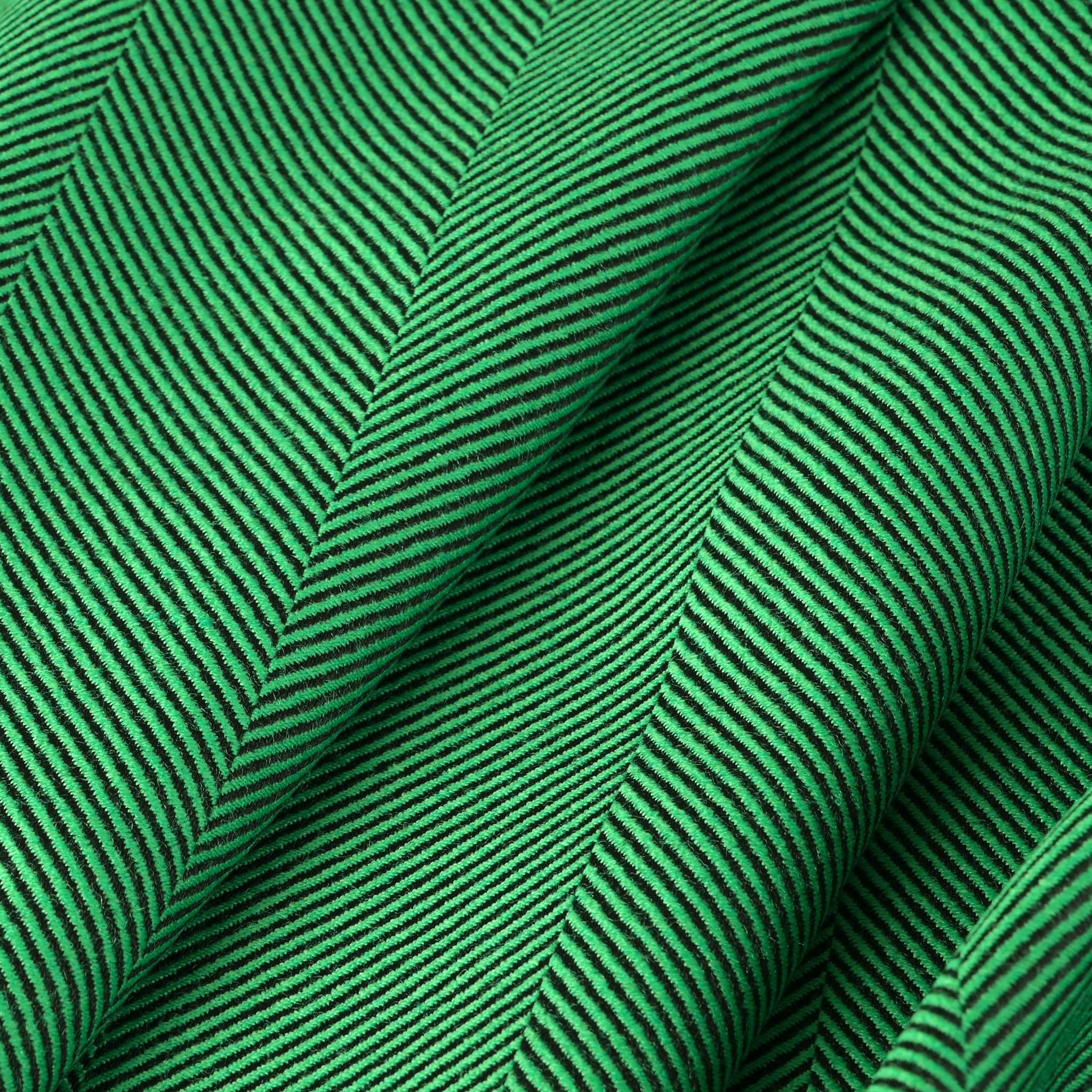 Green Herringbone Suiting Fabric 3812