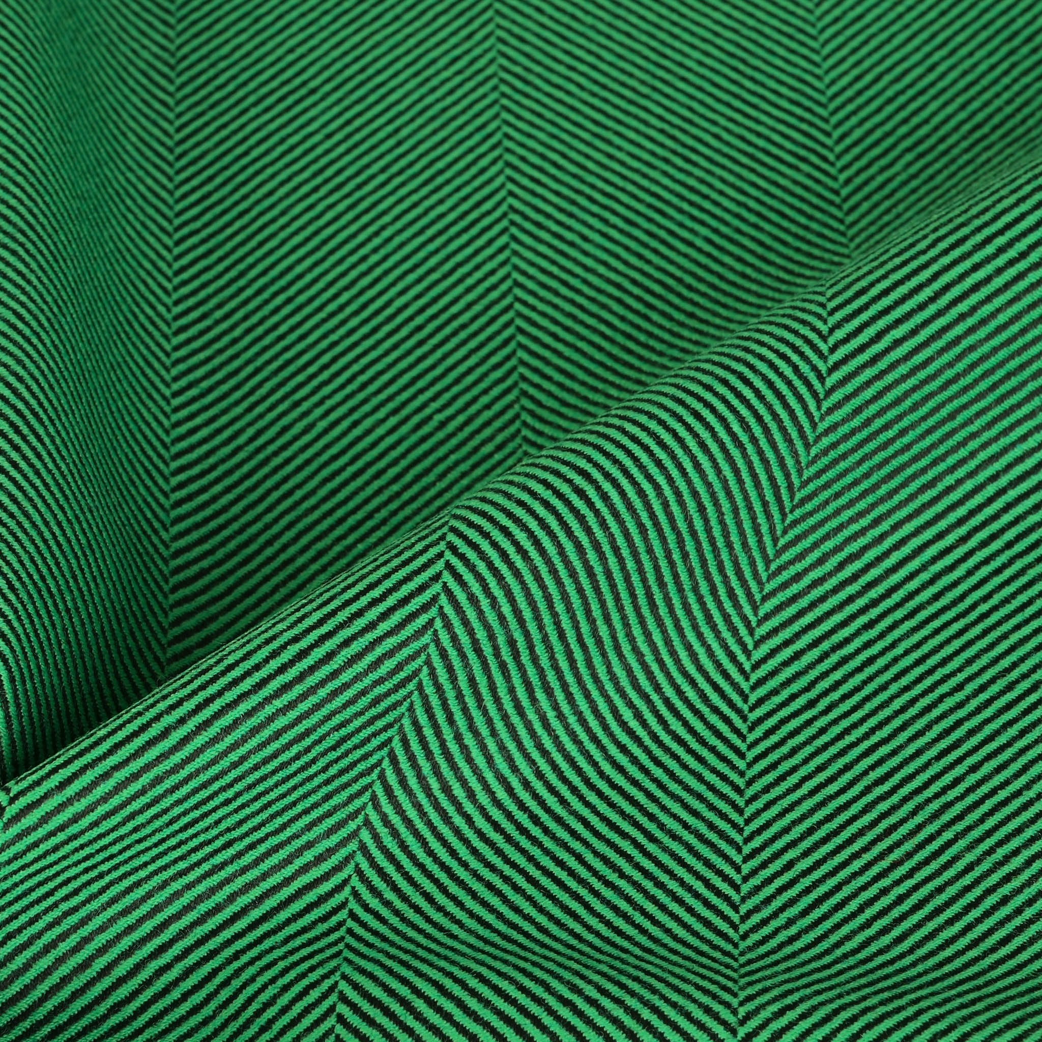 Green Herringbone Suiting Fabric 3812