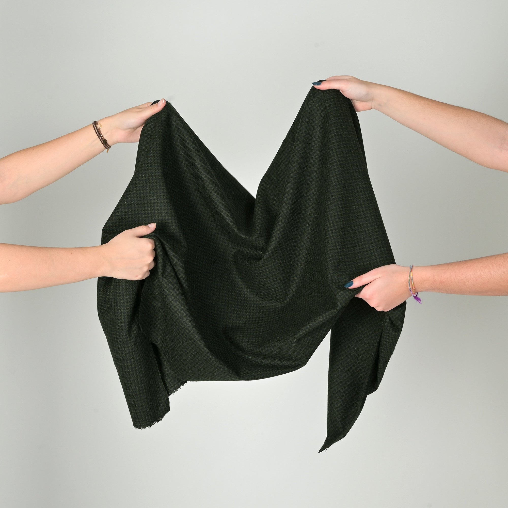 Green Pied-de-Poule Flannel Fabric 9086