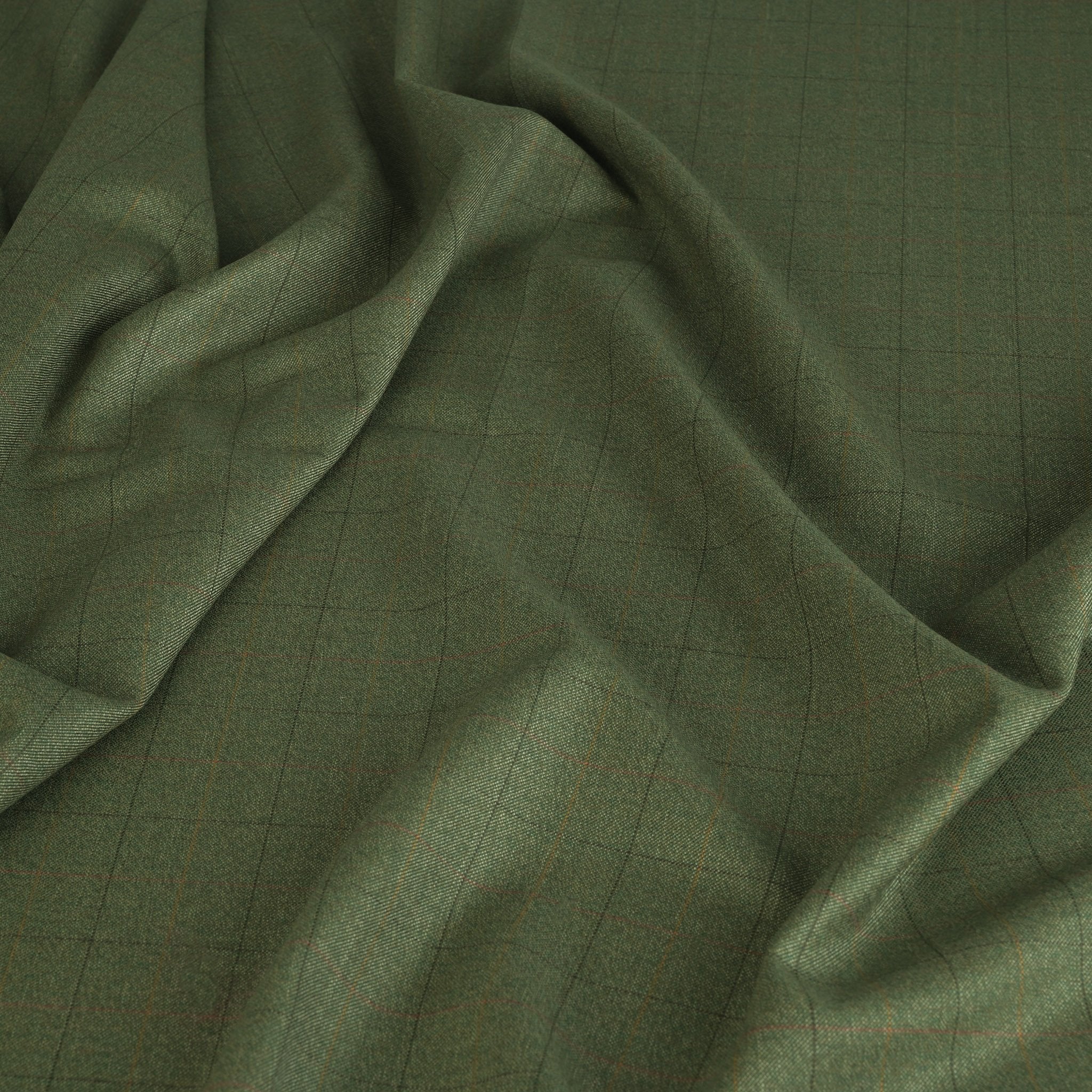 Green Plaid Suiting Fabric 3474