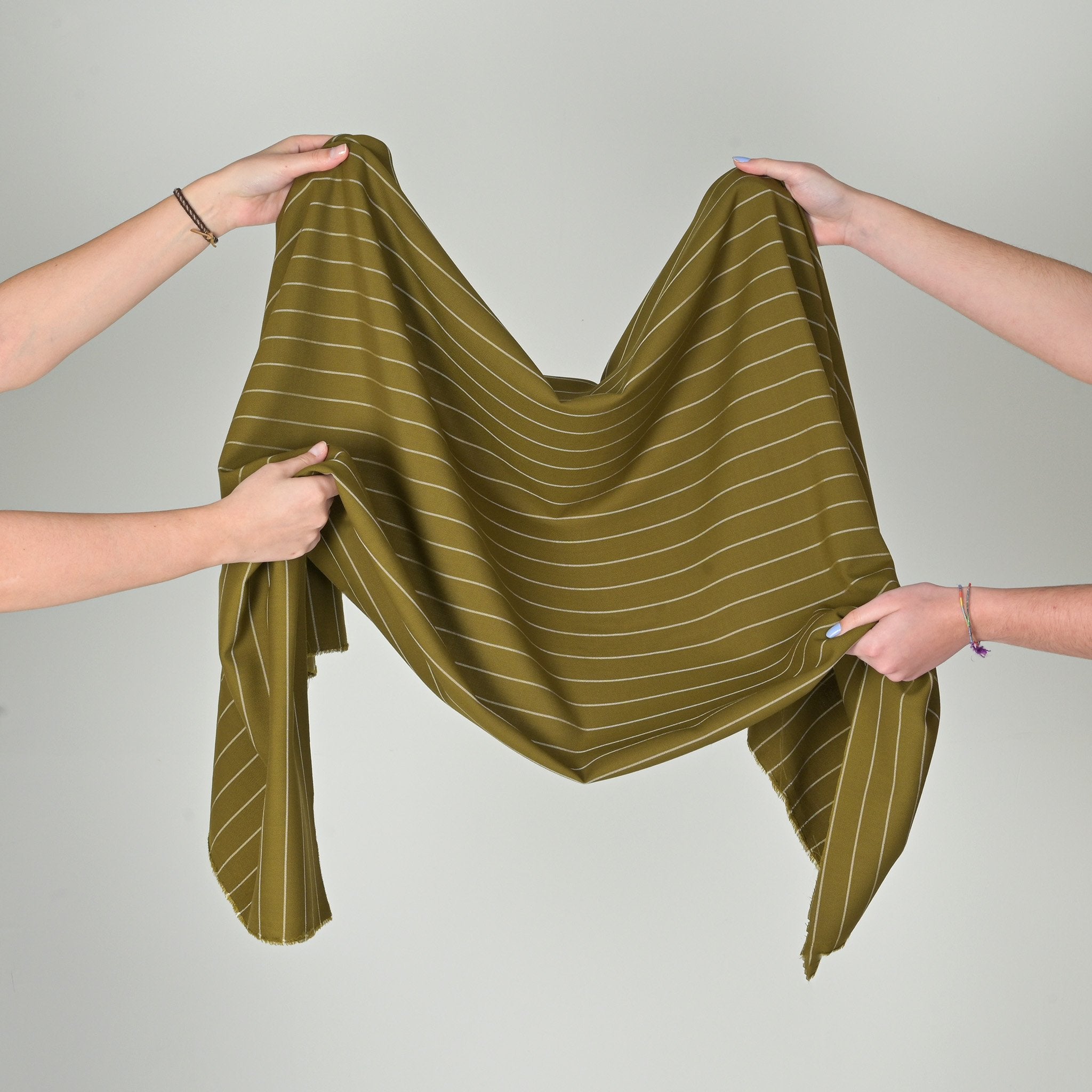 Green Striped Suiting Fabric 4522