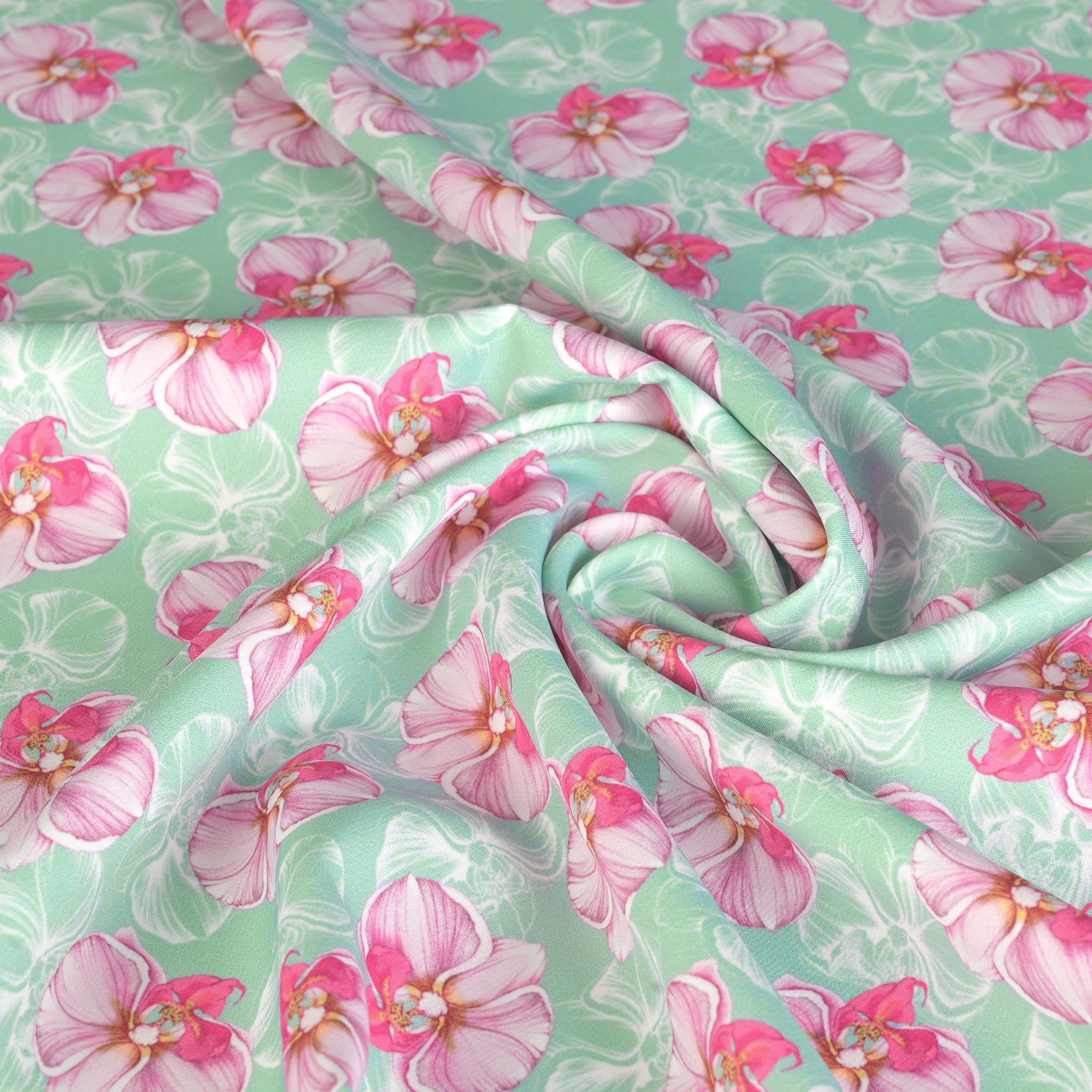 Green and Pink Floral Jersey 6064