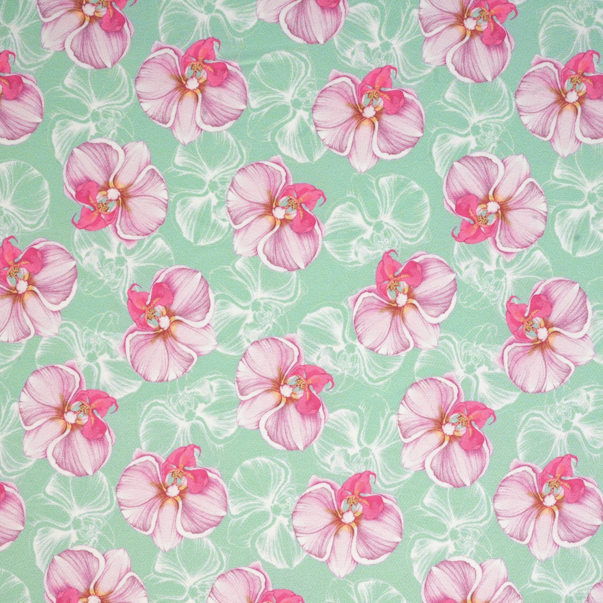 Green and Pink Floral Jersey 6064