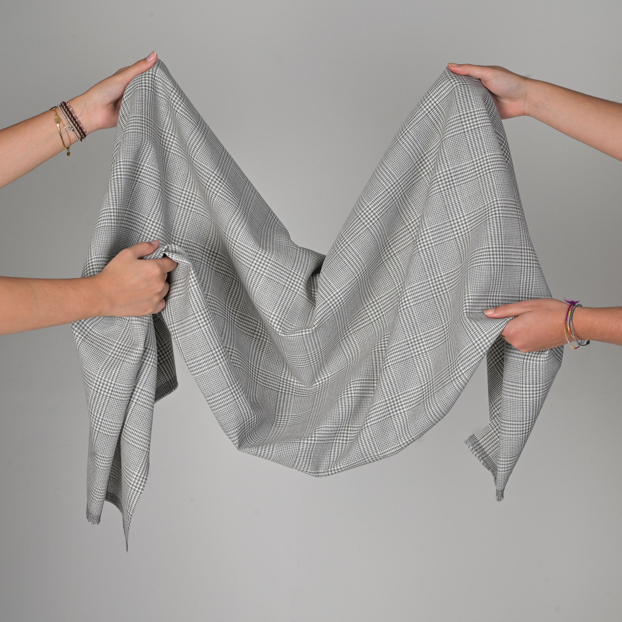 Grey Check Suiting Fabric 12047