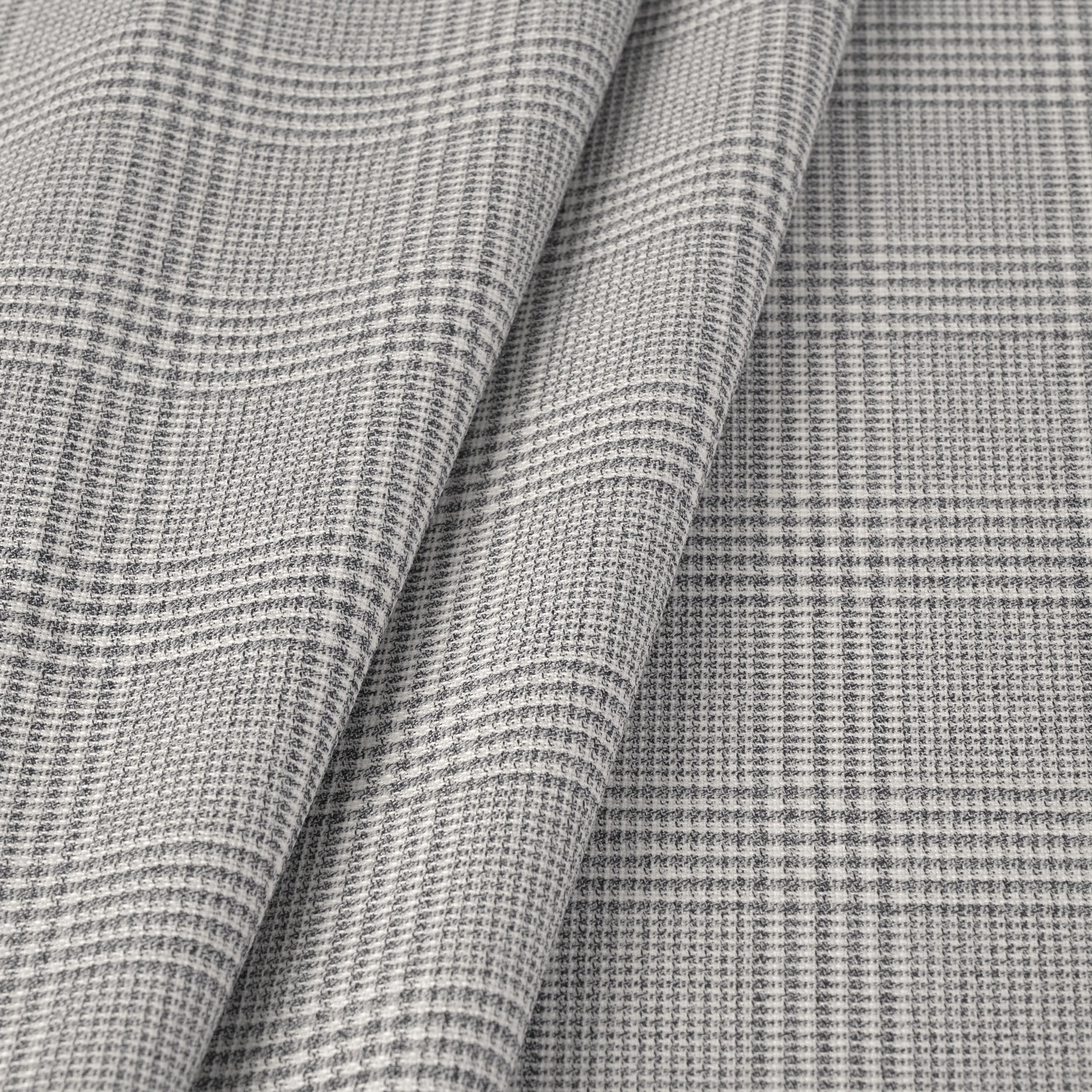 Grey Check Suiting Fabric 12047