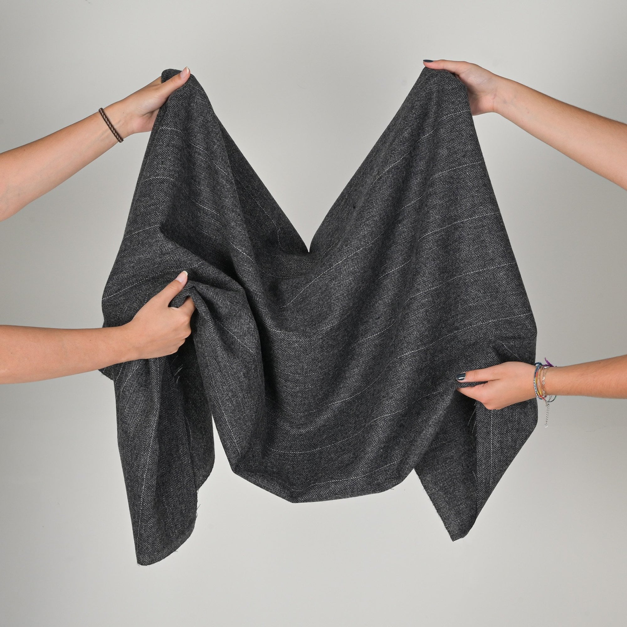 Grey Herringbone Coating Fabric 1883