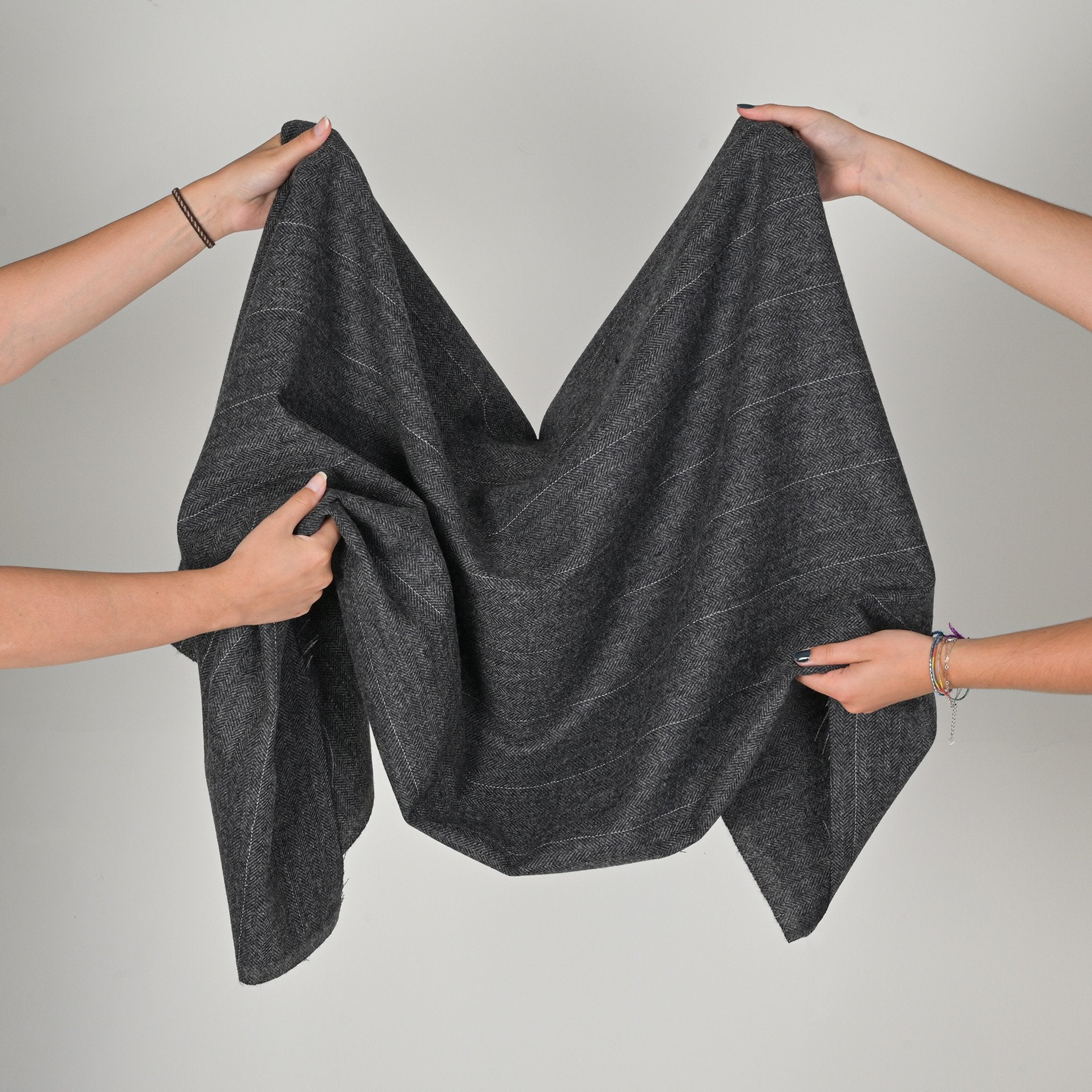 Grey Herringbone Coating Fabric 1883