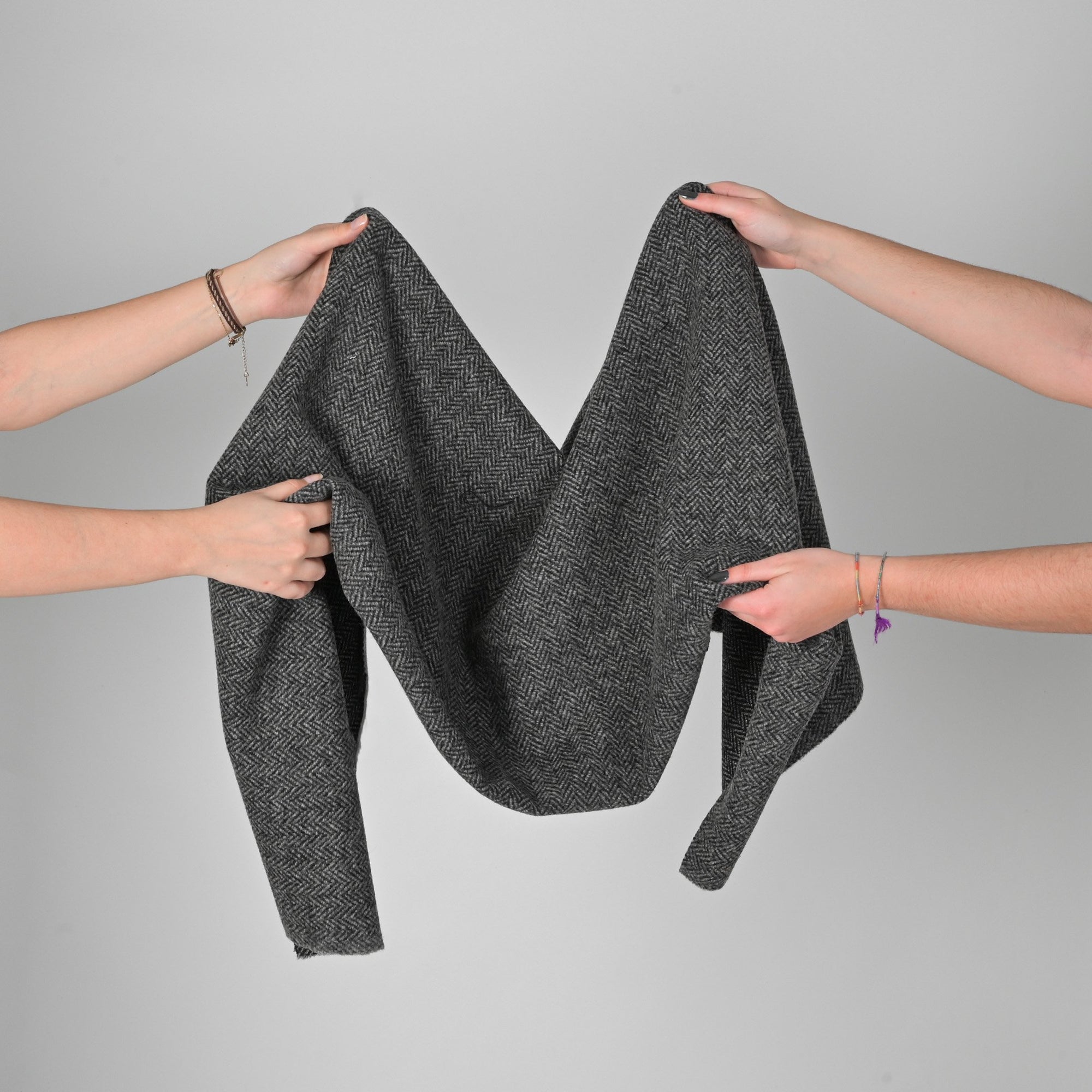 Grey Herringbone Coating Fabric 9823