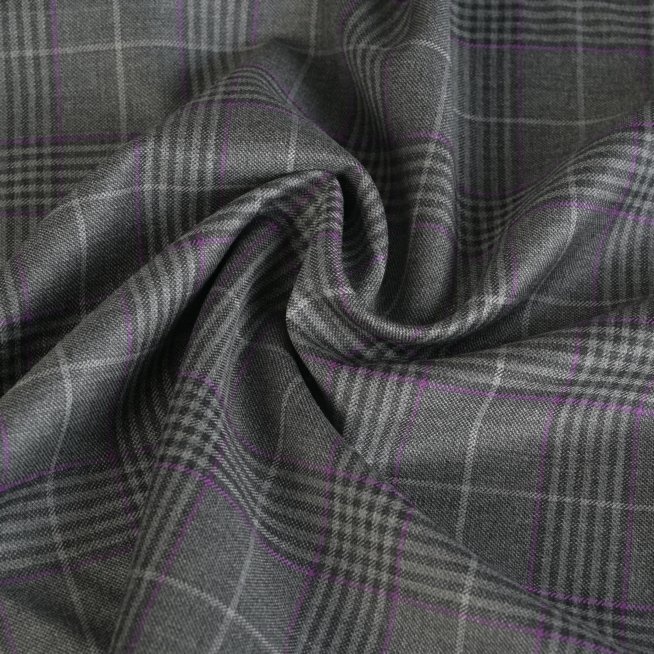 Grey Plaid Suiting Fabric 5410