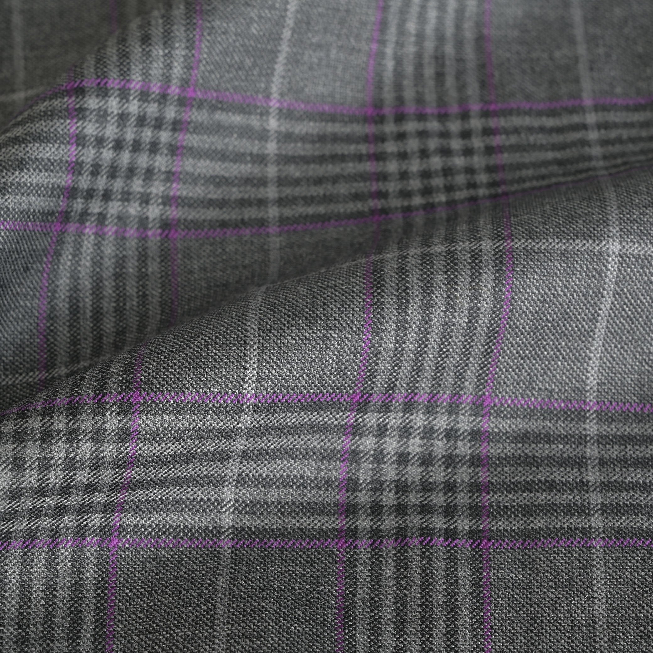 Grey Plaid Suiting Fabric 5410