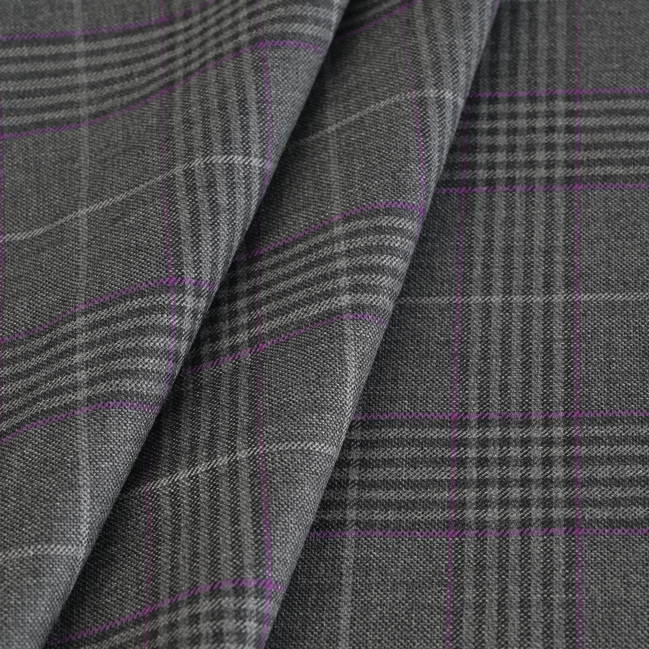 Grey Plaid Suiting Fabric 5410