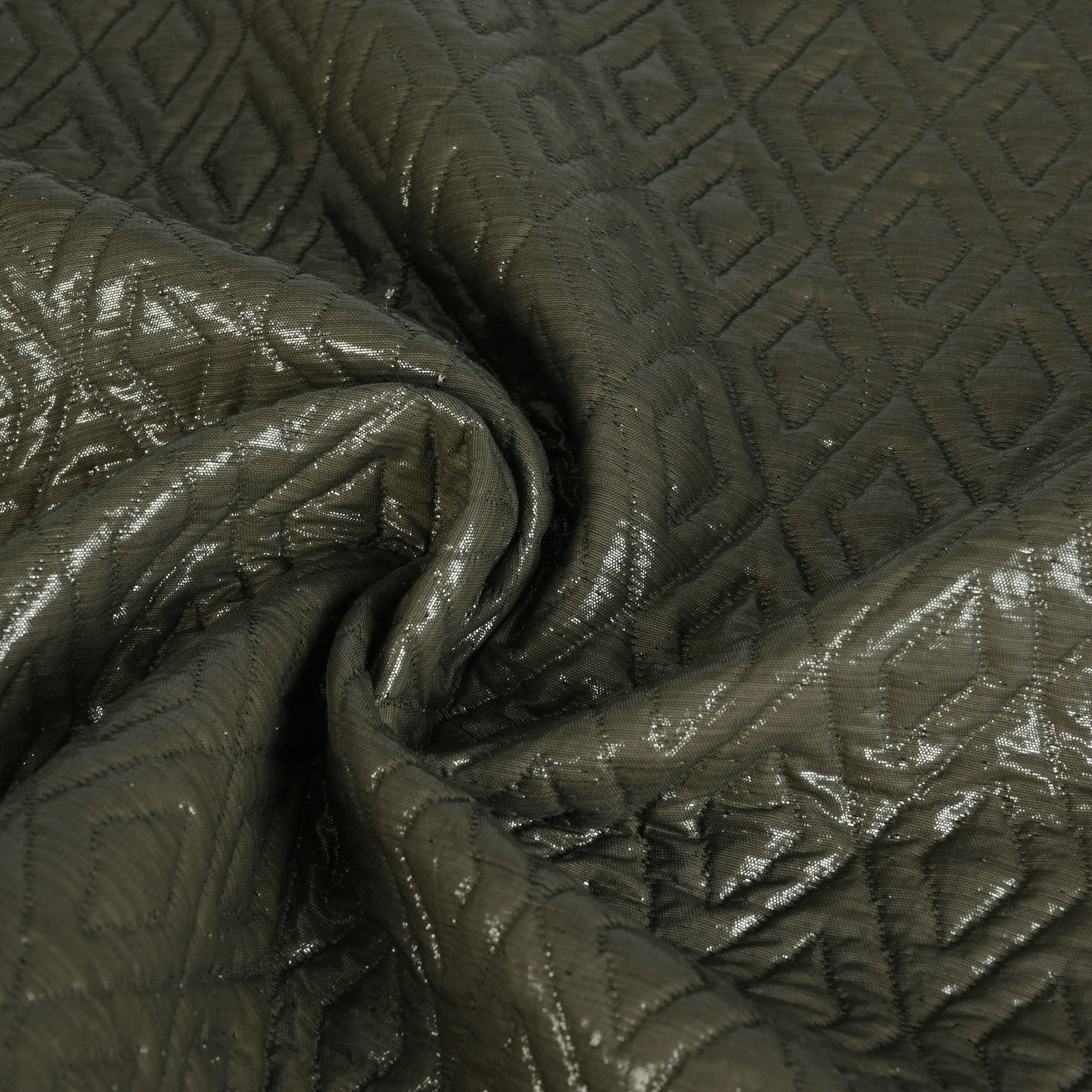 Grey Shiny Quilted Fabric 5138