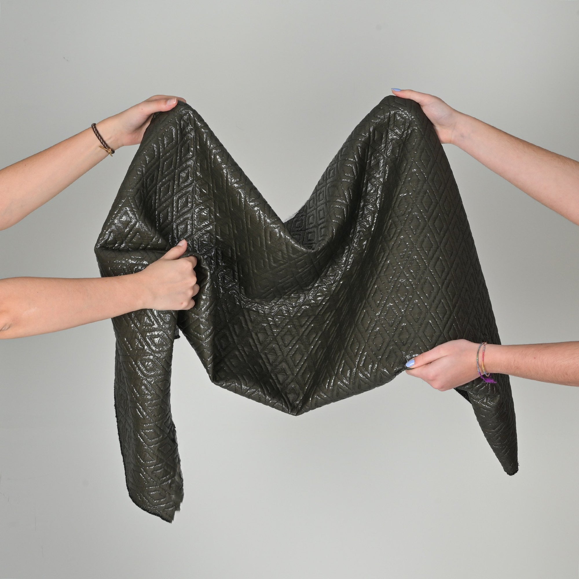 Grey Shiny Quilted Fabric 5138