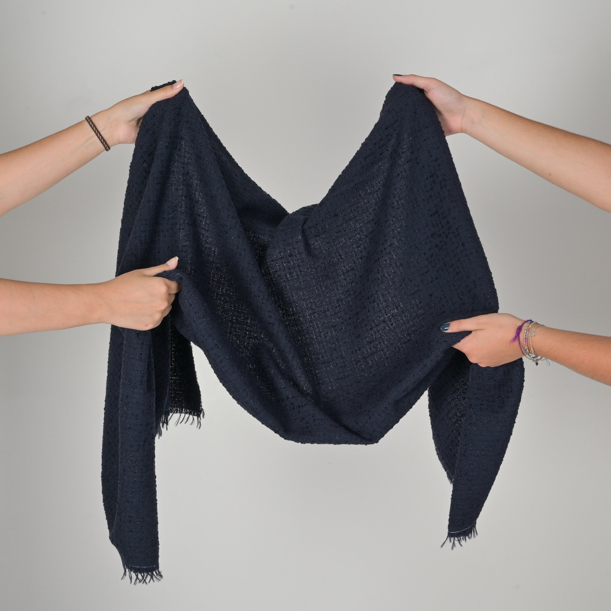 Navy Bouclé Tweed Fabric 4313