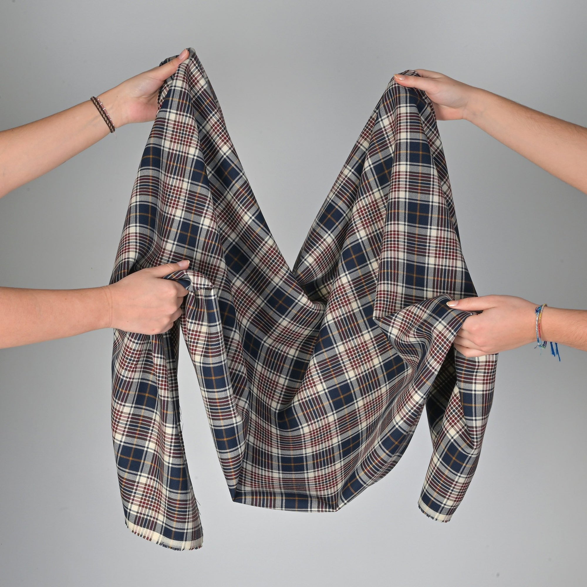 Navy Check Suiting Fabric 3128
