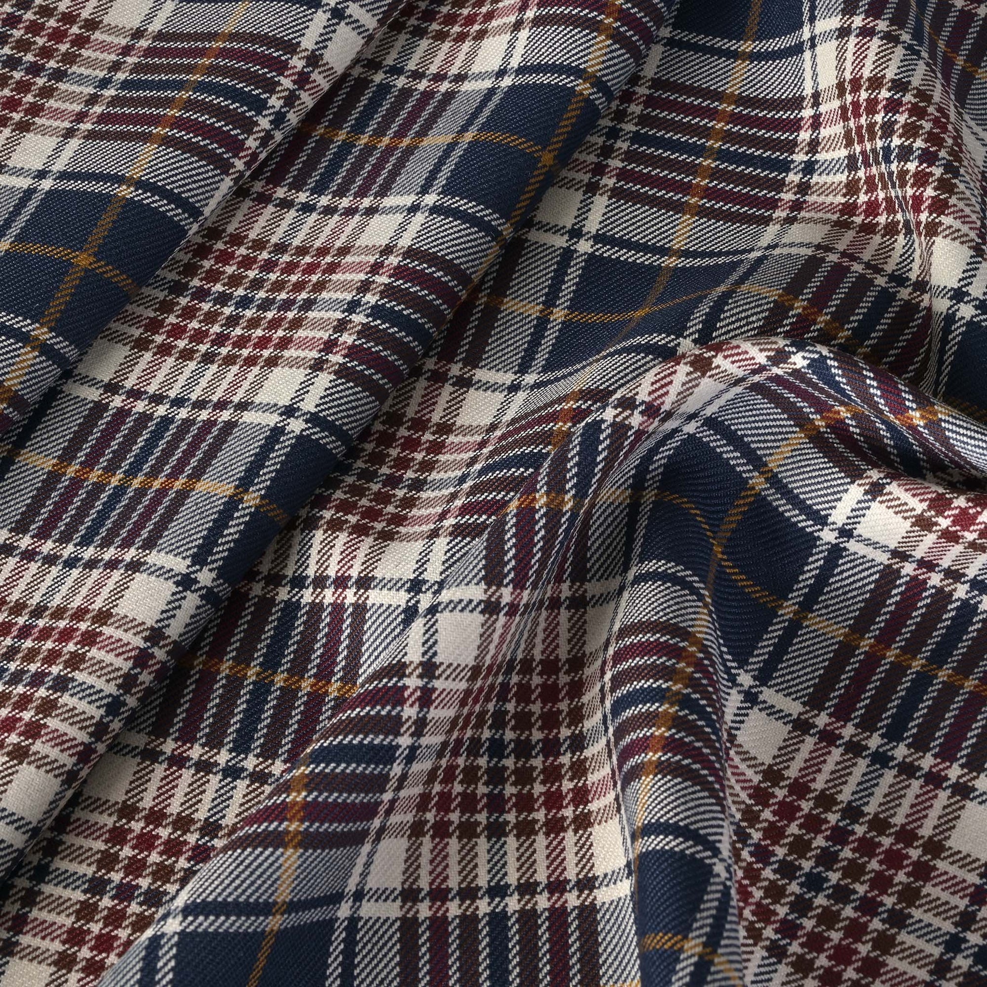 Navy Check Suiting Fabric 3128