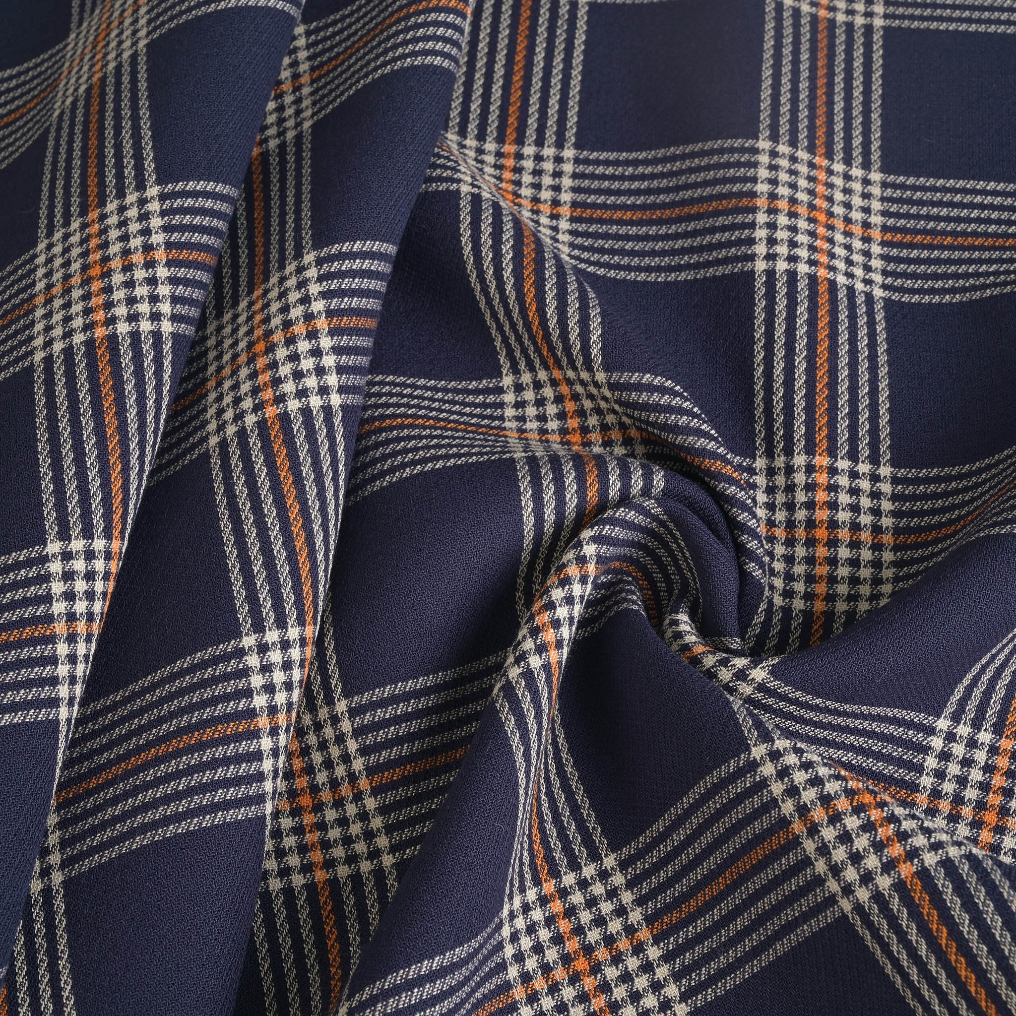 Navy Double Weave Plaid Fabric 5067