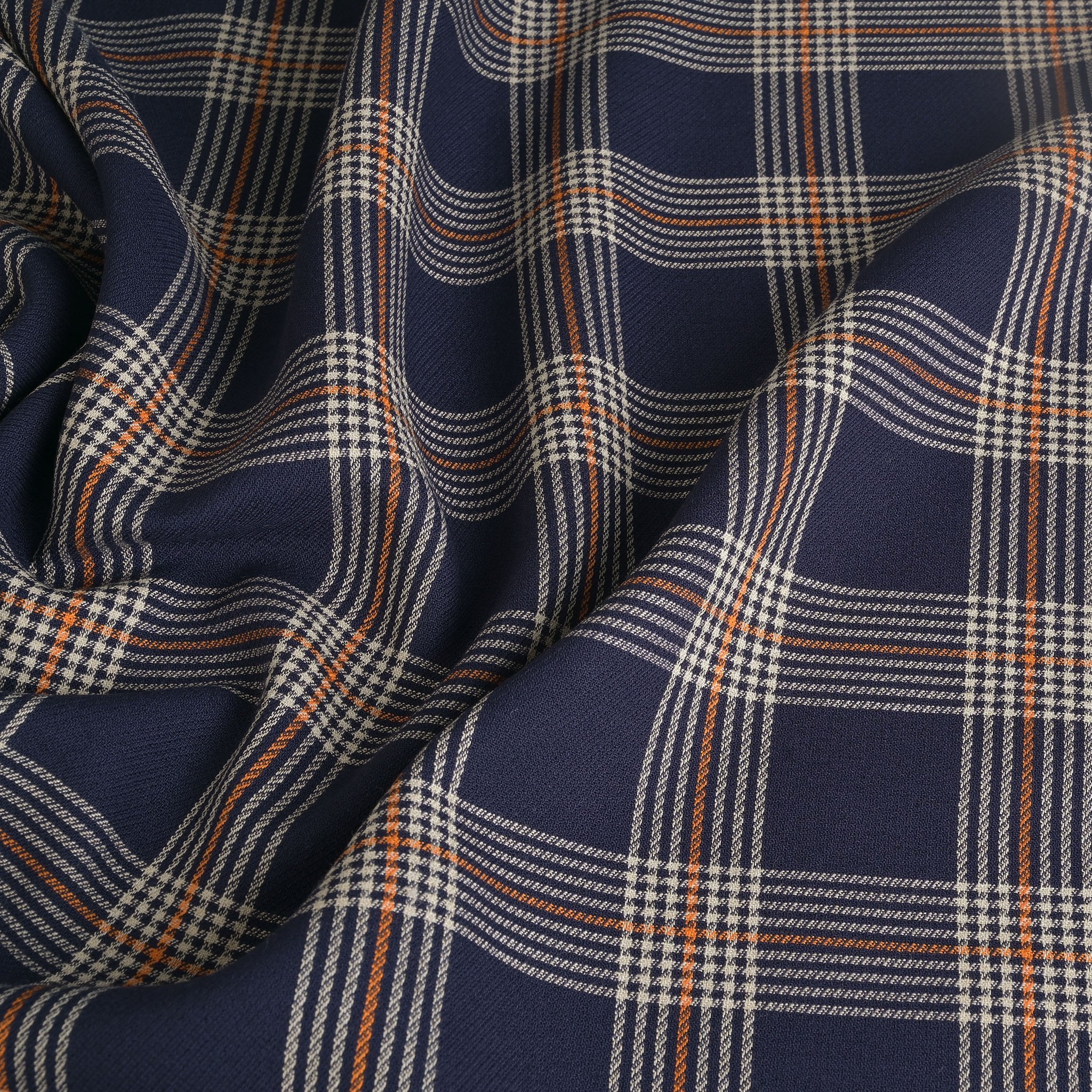 Navy Double Weave Plaid Fabric 5067