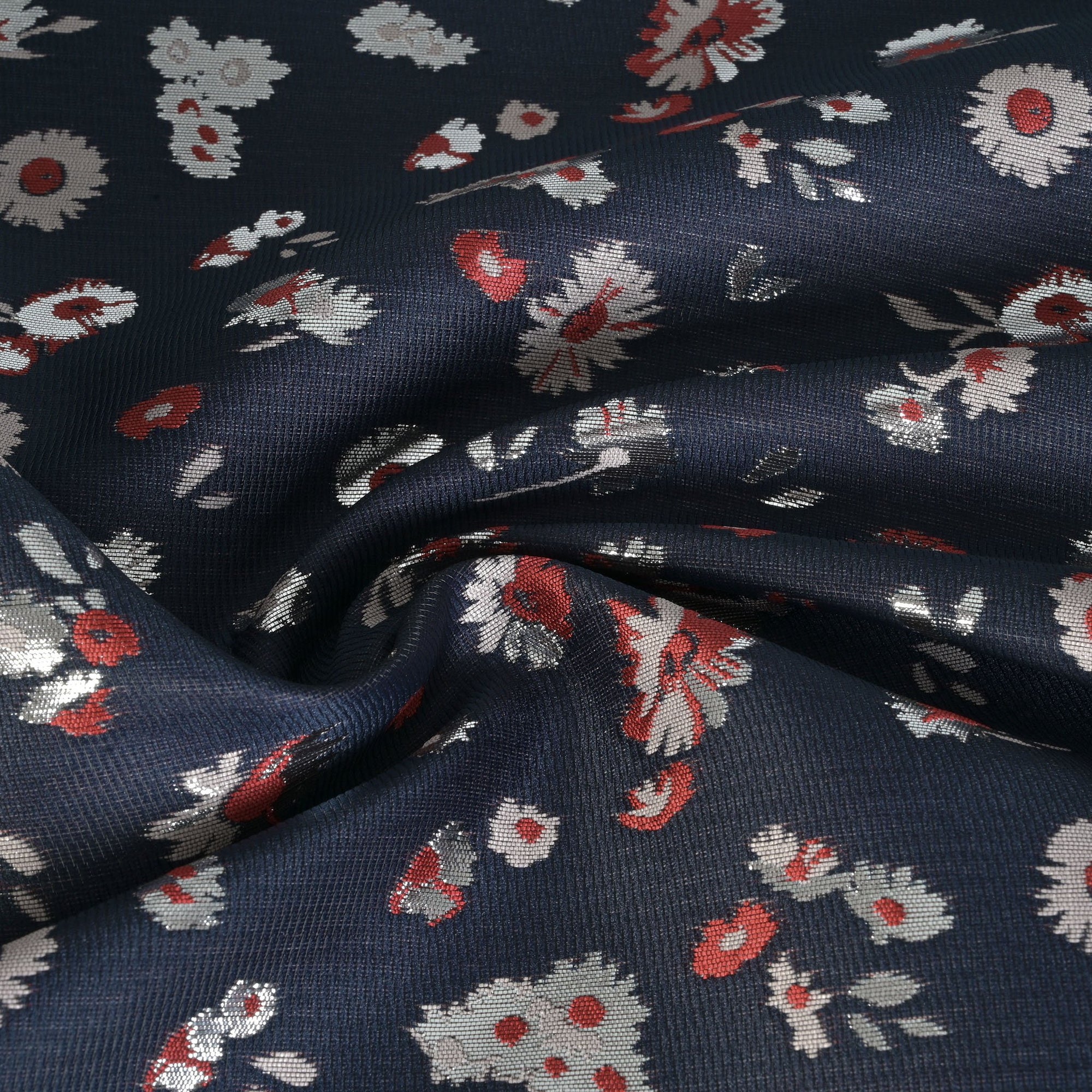 Navy Floral Jacquard Fabric 78483