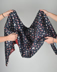 Navy Floral Jacquard Fabric 78483