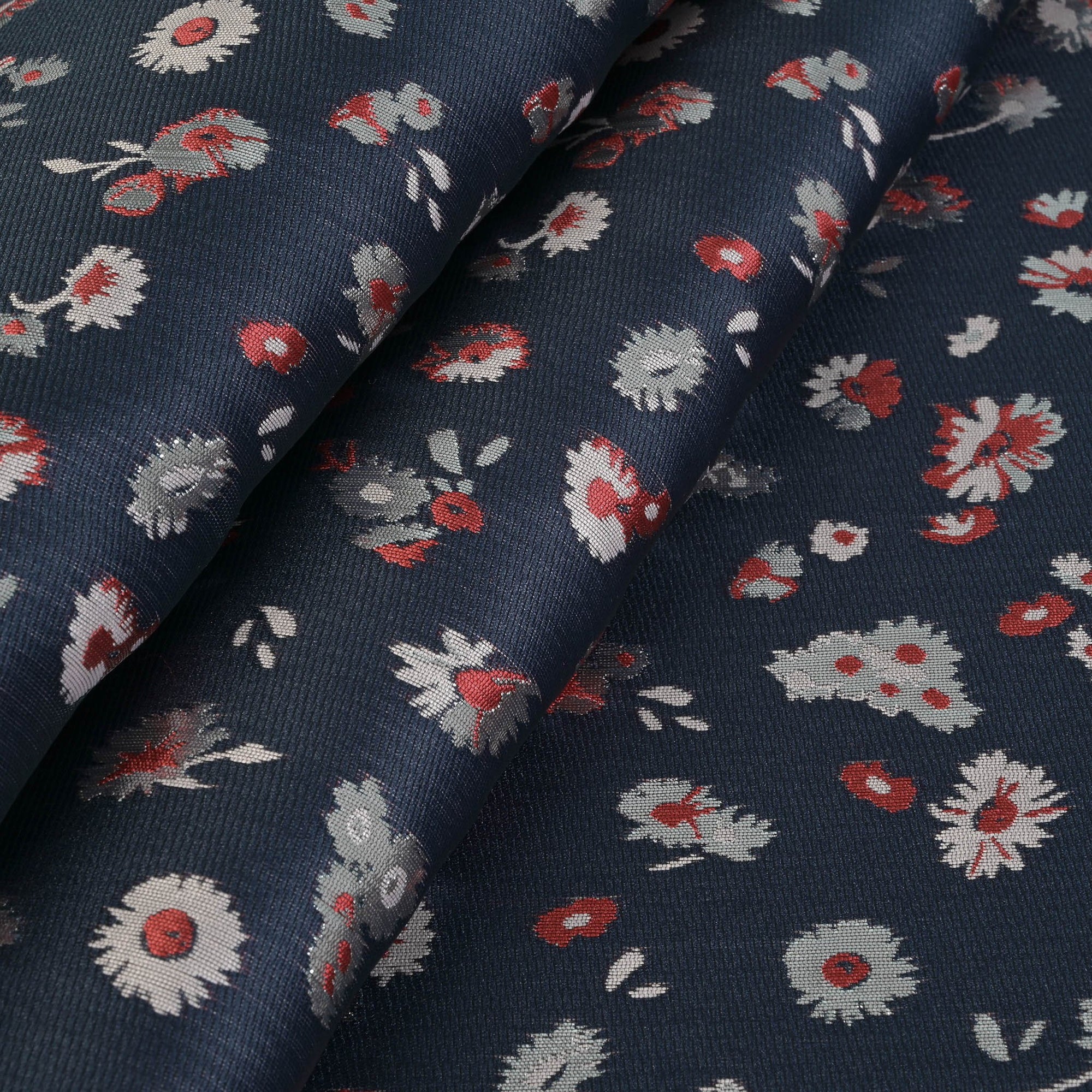 Navy Floral Jacquard Fabric 78483