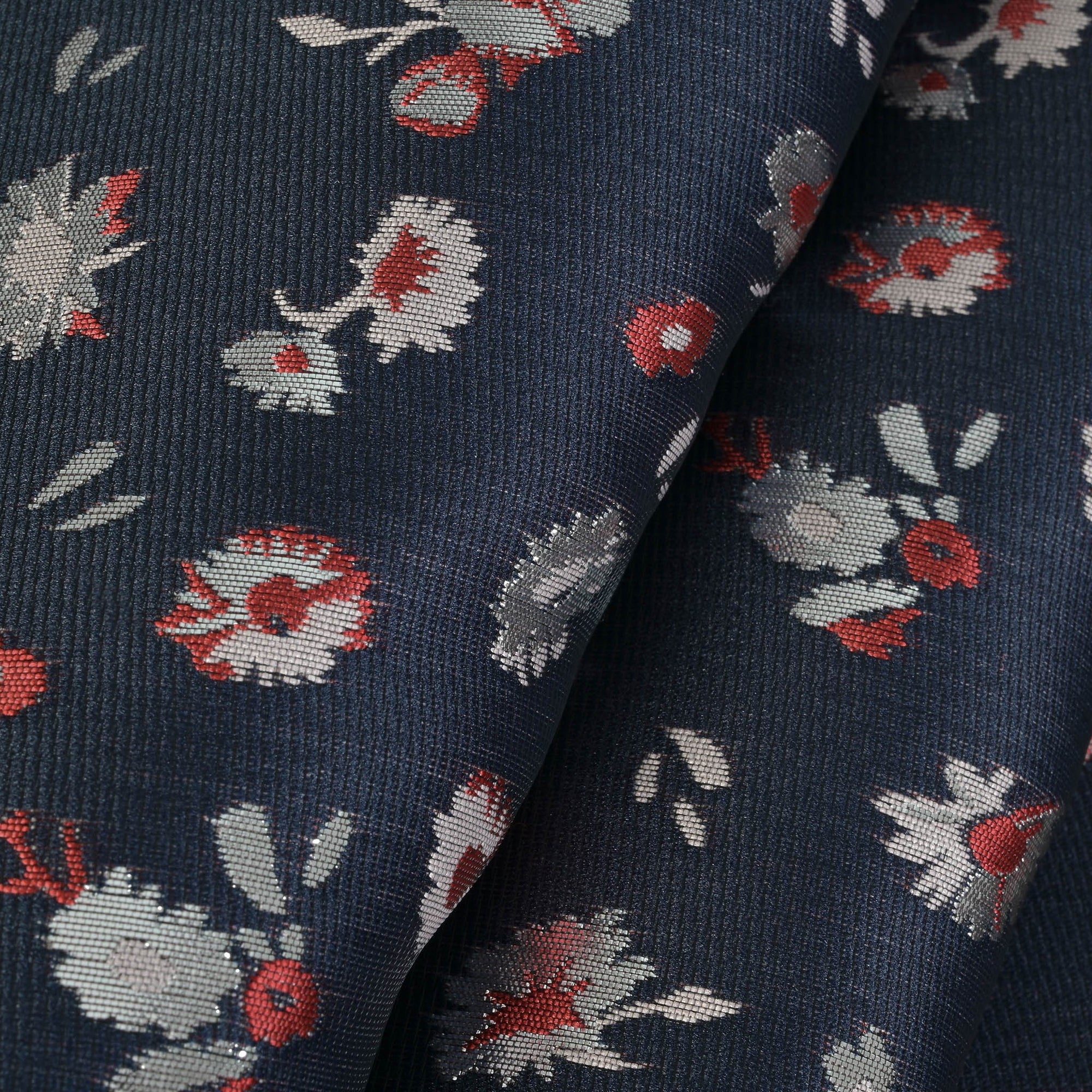 Navy Floral Jacquard Fabric 78483