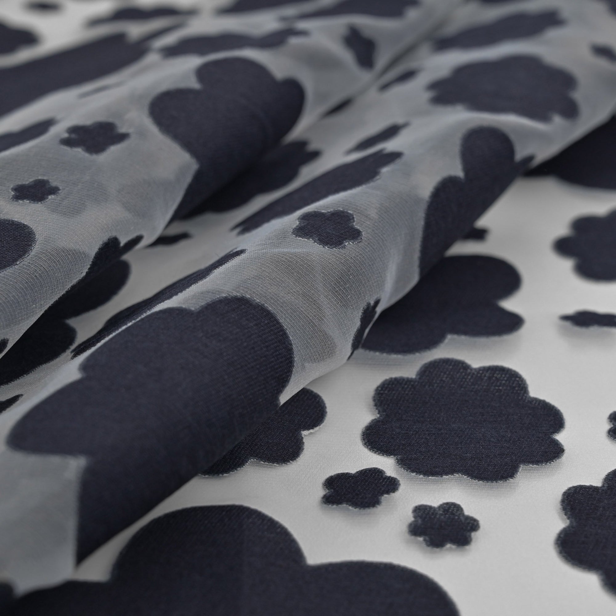 Navy Floral Organza Fabric 99765