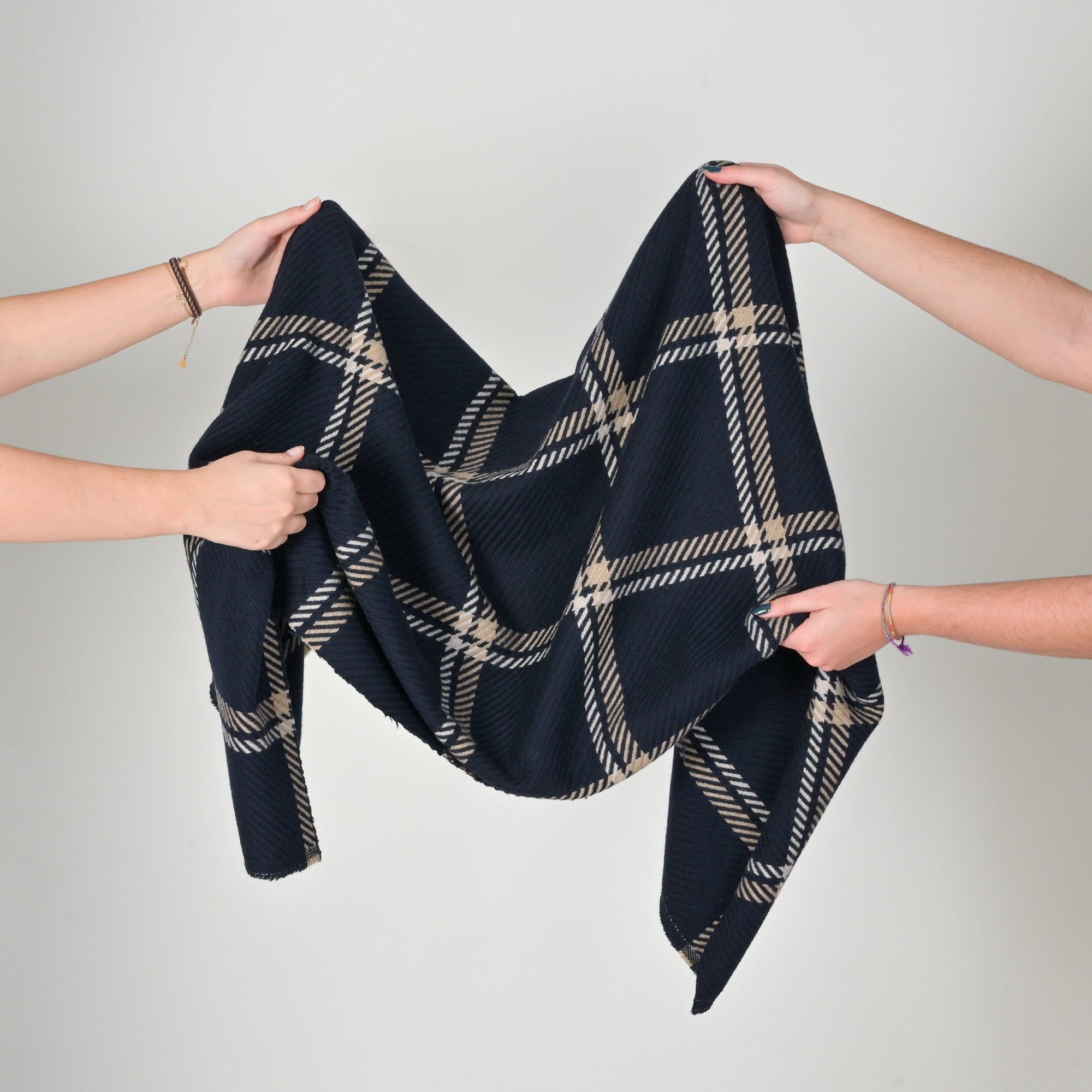 Navy Plaid Coating Fabric 7556