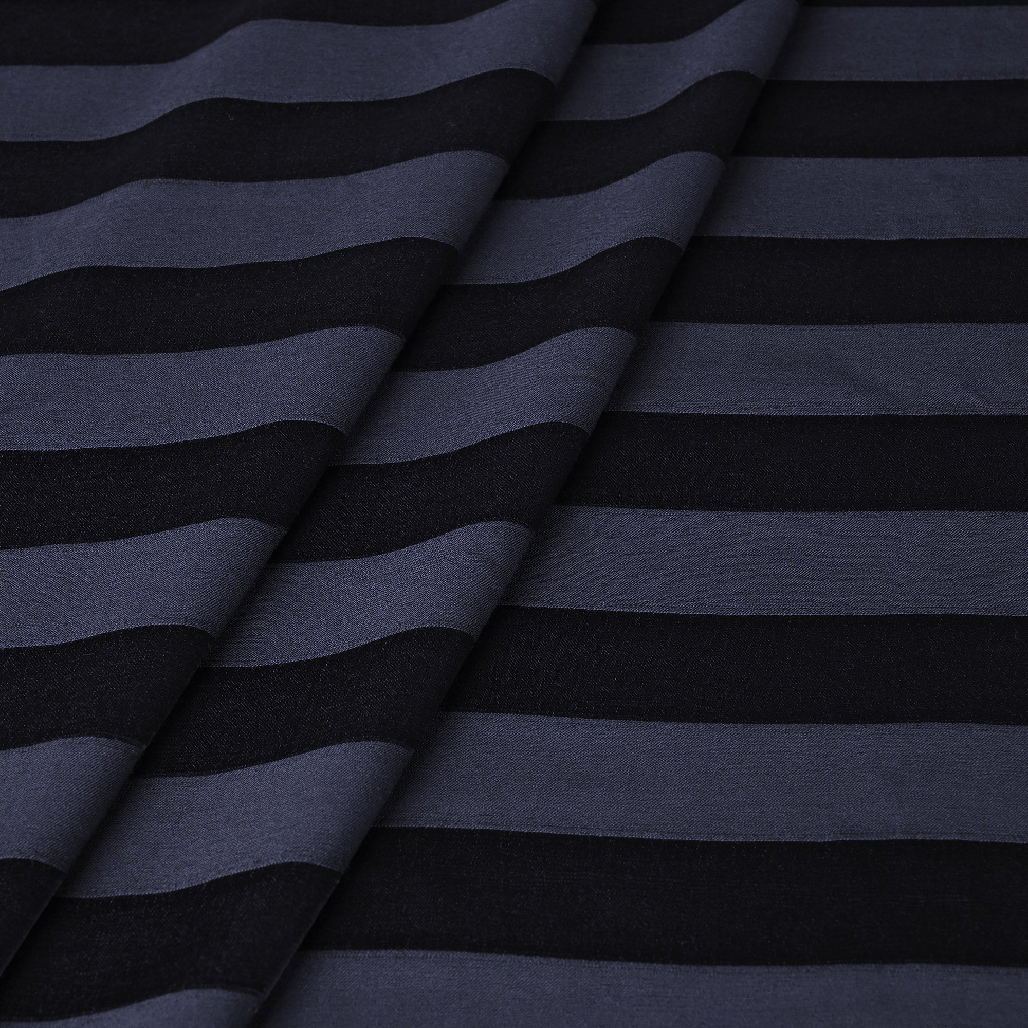 Navy Striped Satin Fabric 99373