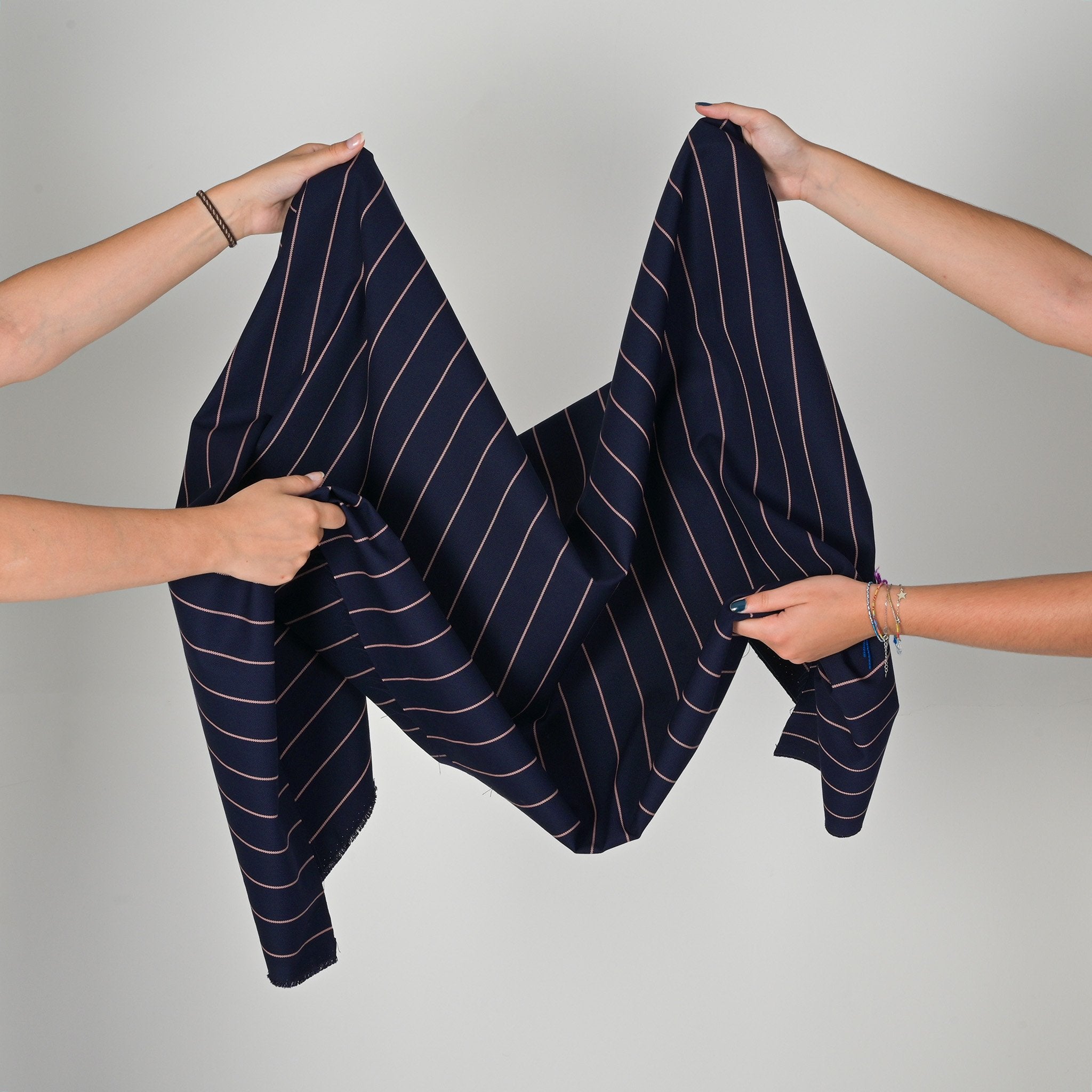 Navy Striped Suiting Fabric 3954