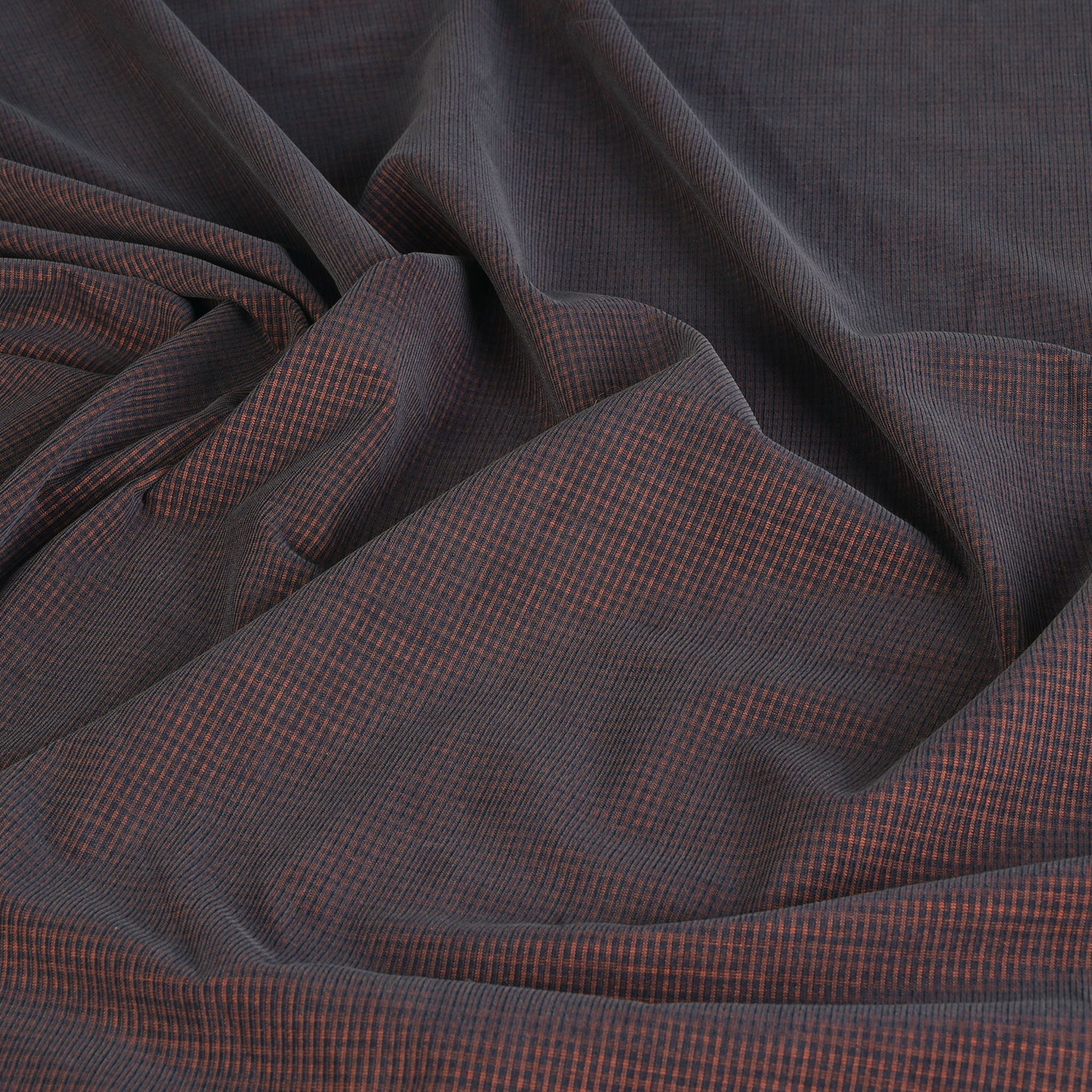 Navy and Orange Corduroy Fabric 3733