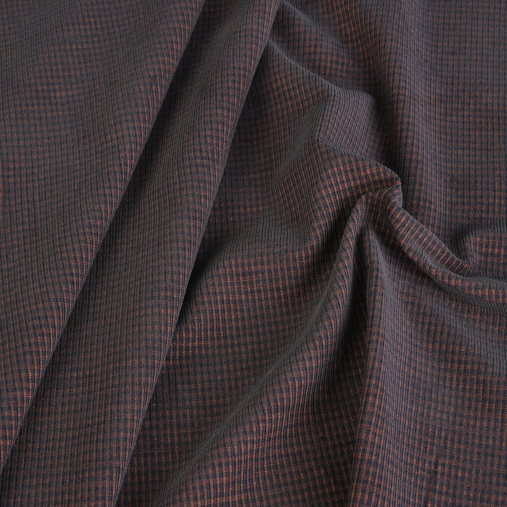 Navy and Orange Corduroy Fabric 3733