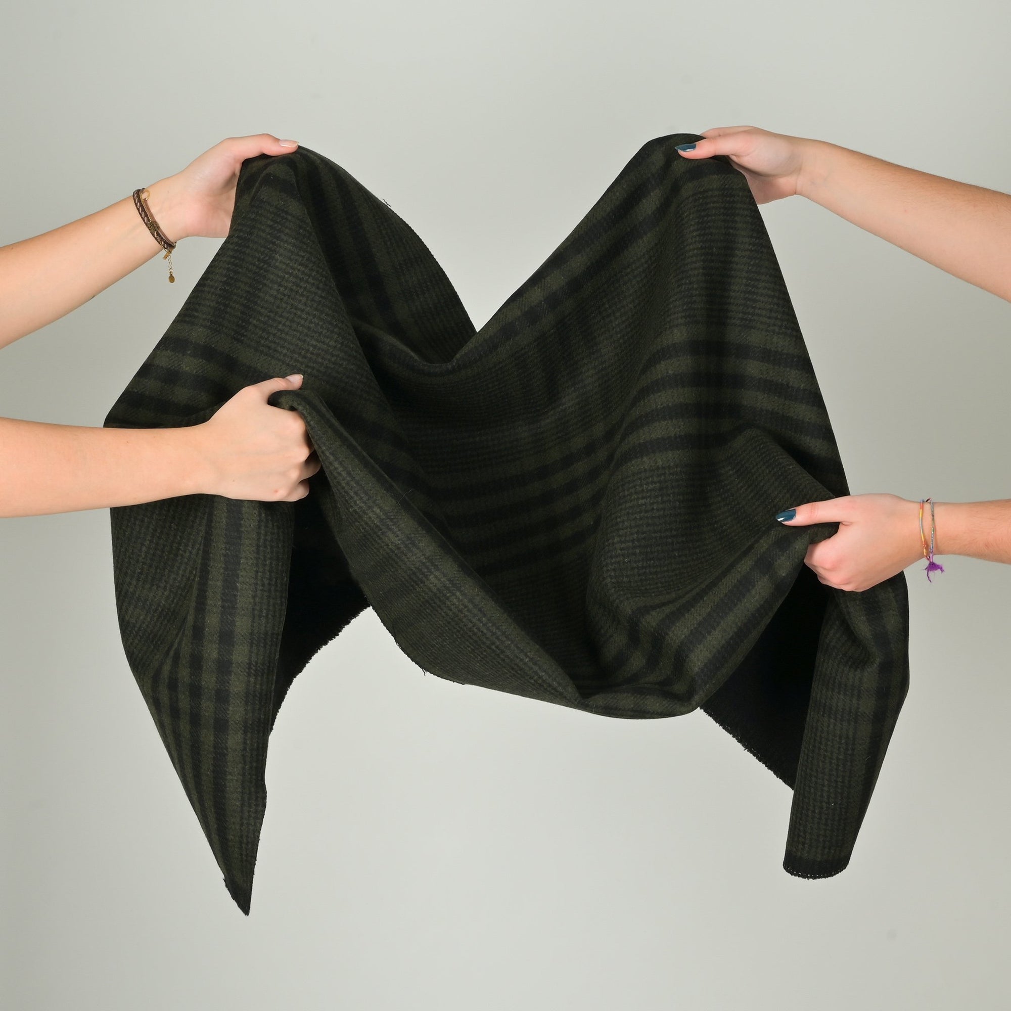 Olive Green Check Coating Fabric 7972