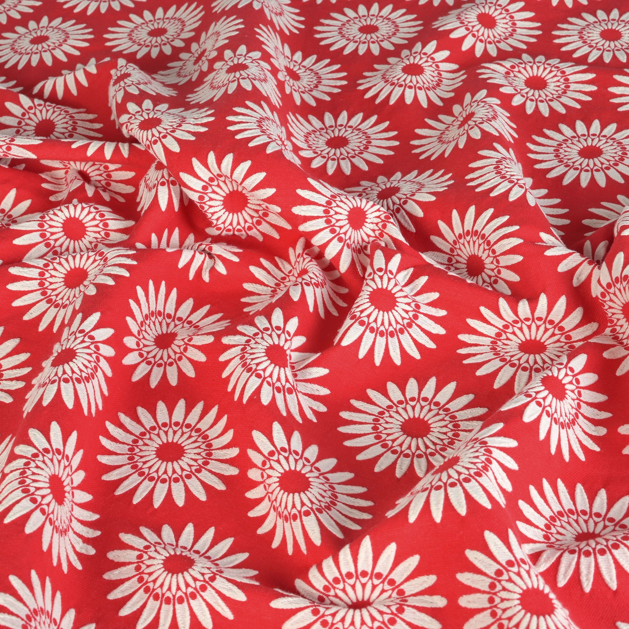 Red Floral Jacquard Fabric 95323