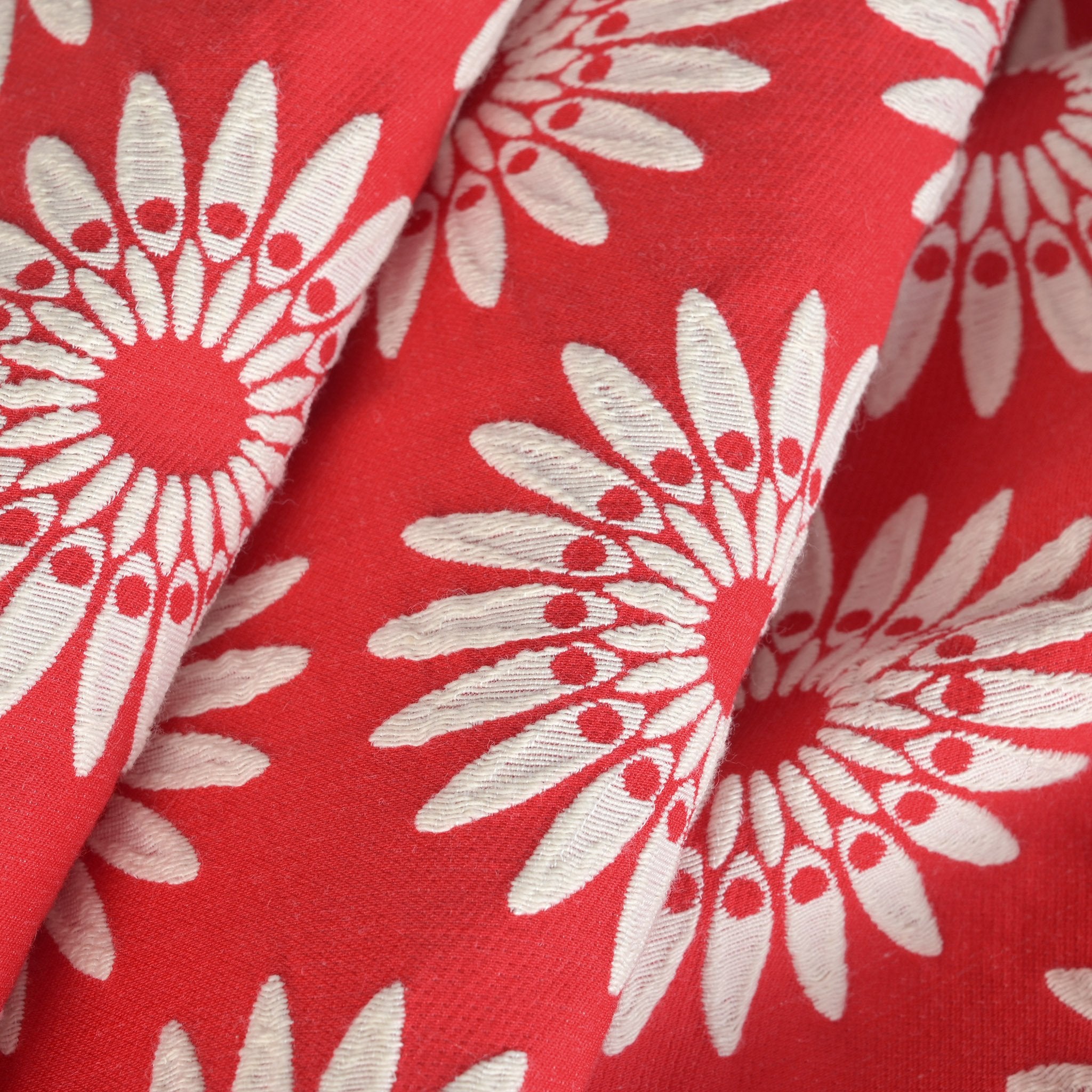 Red Floral Jacquard Fabric 95323