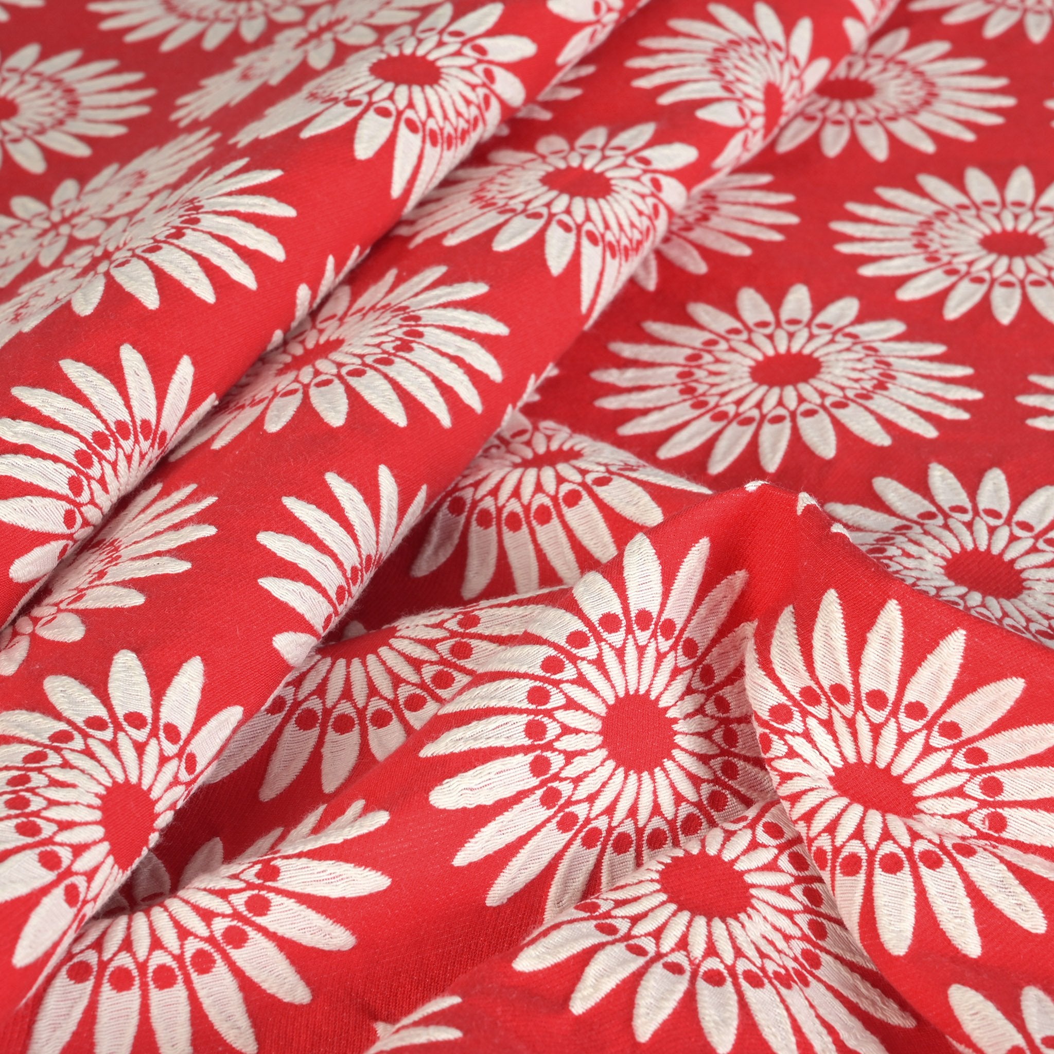 Red Floral Jacquard Fabric 95323