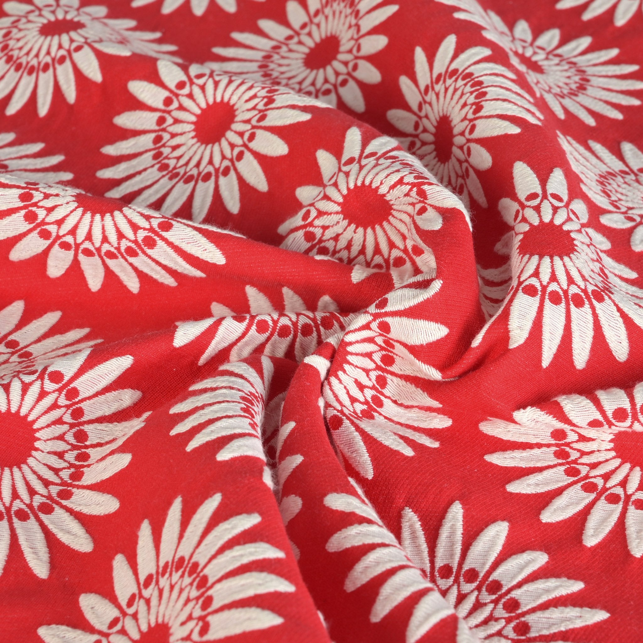 Red Floral Jacquard Fabric 95323