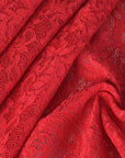 Red Floral Lace Fabric 77010