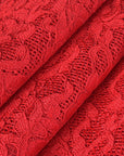Red Floral Lace Fabric 77010