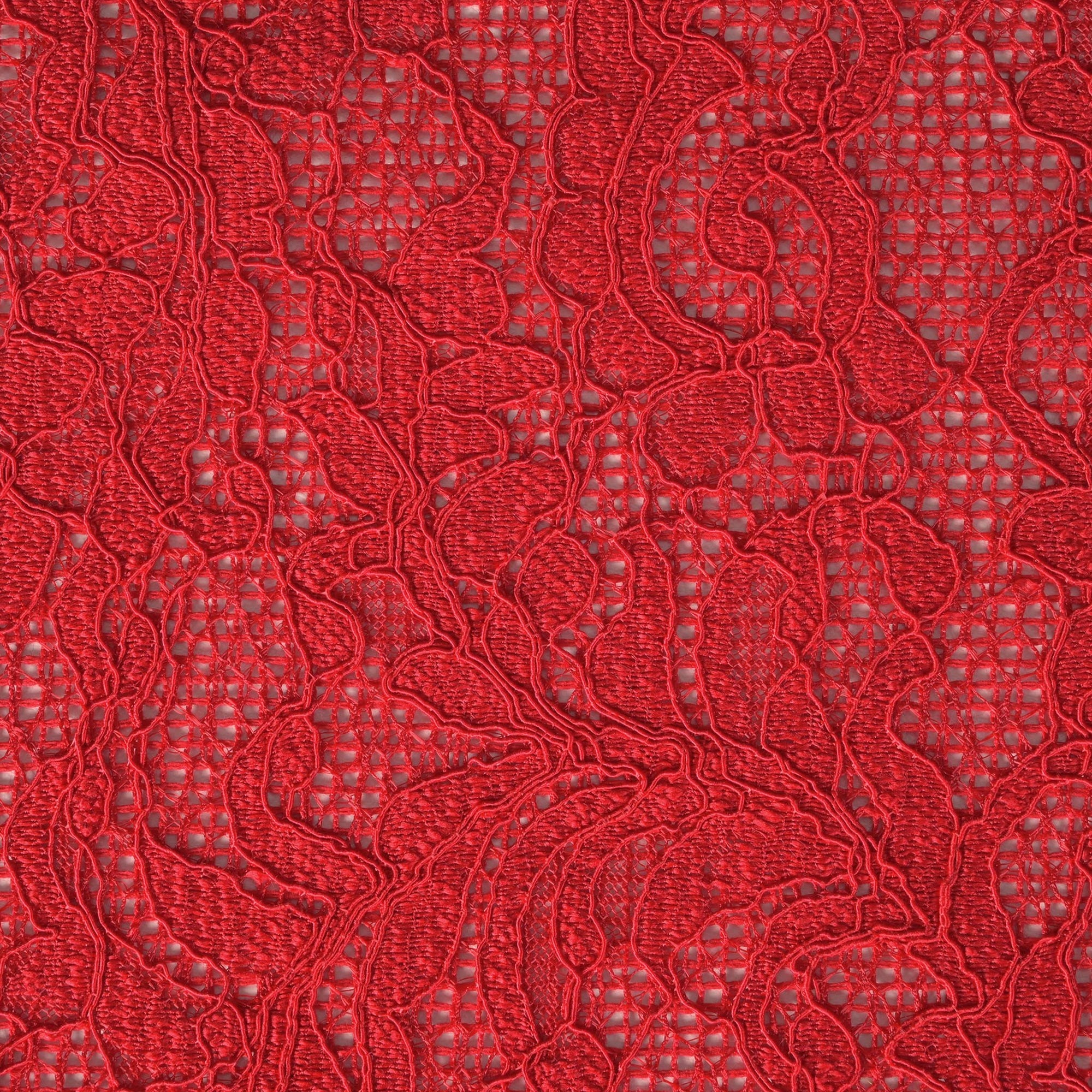 Red Floral Lace Fabric 77010